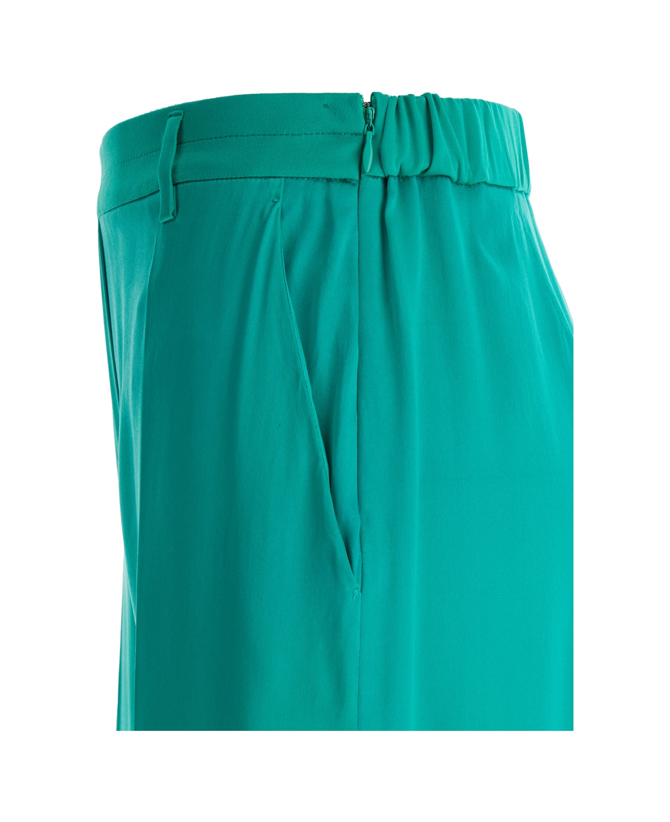 Forte_Forte Green Satin Wide Leg Trousers In Silk Woman - Green