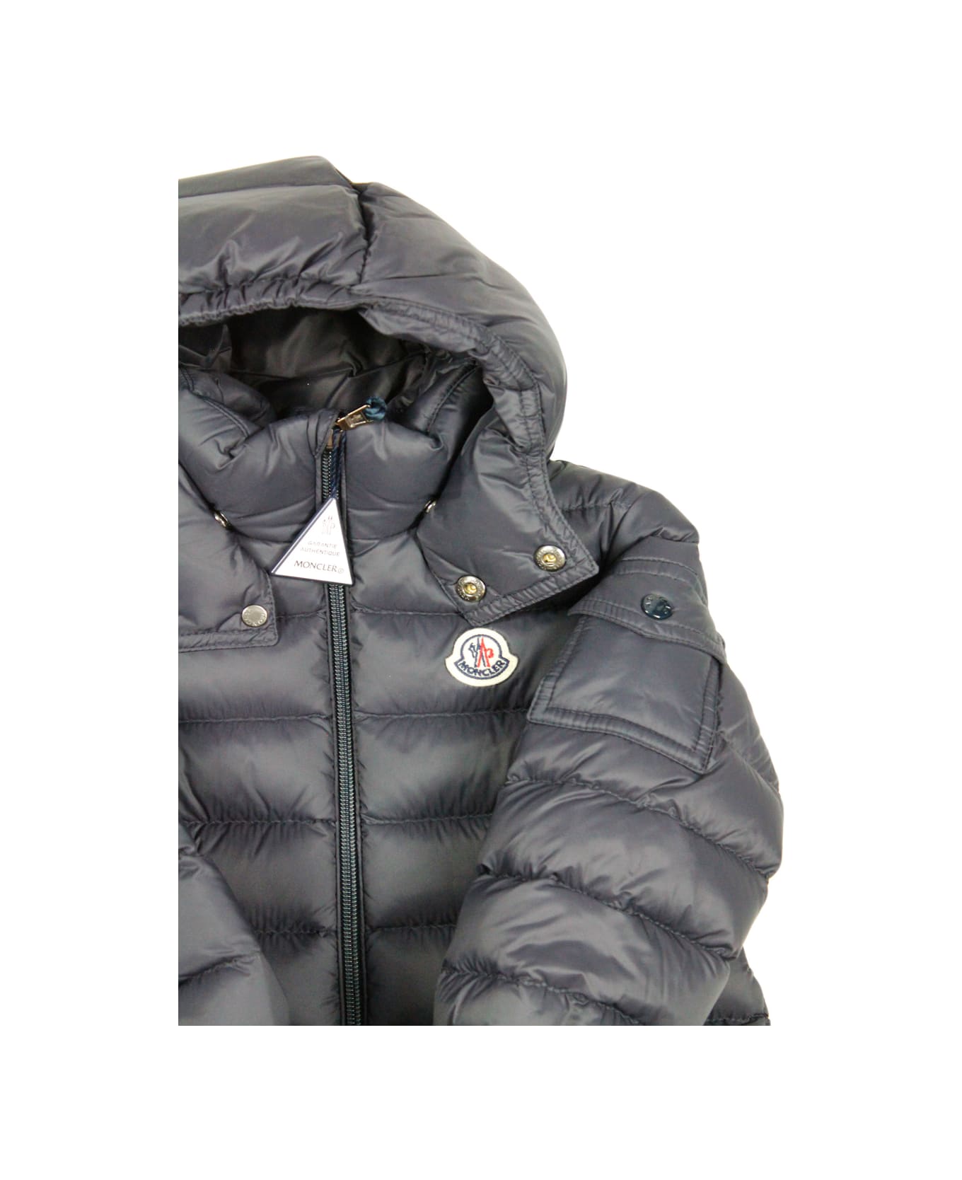 Moncler Jules Down Jacket Filled With Real Goose Down With Detachable Hood And Zip Closure-. - Blu