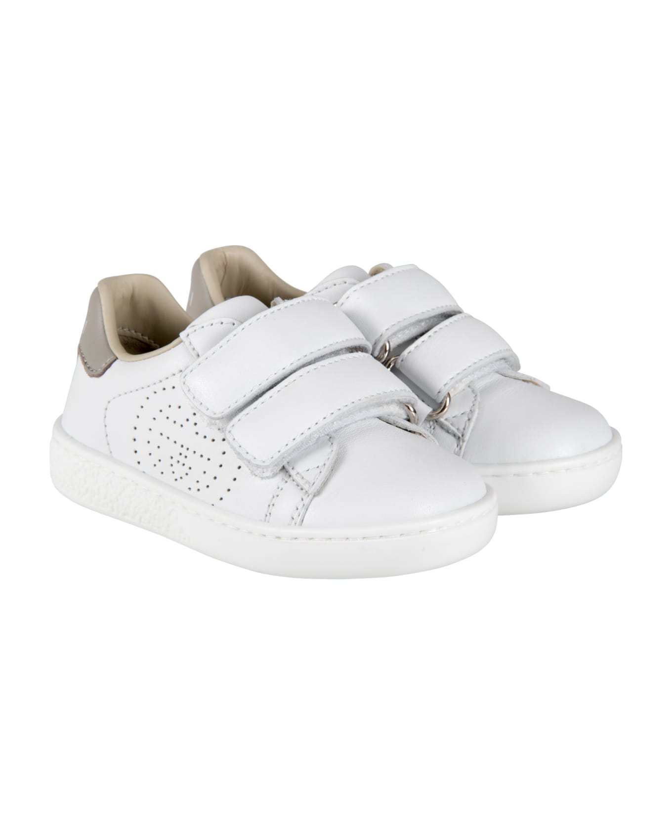 Gucci White Sneakers For Kids With Double Gg - White