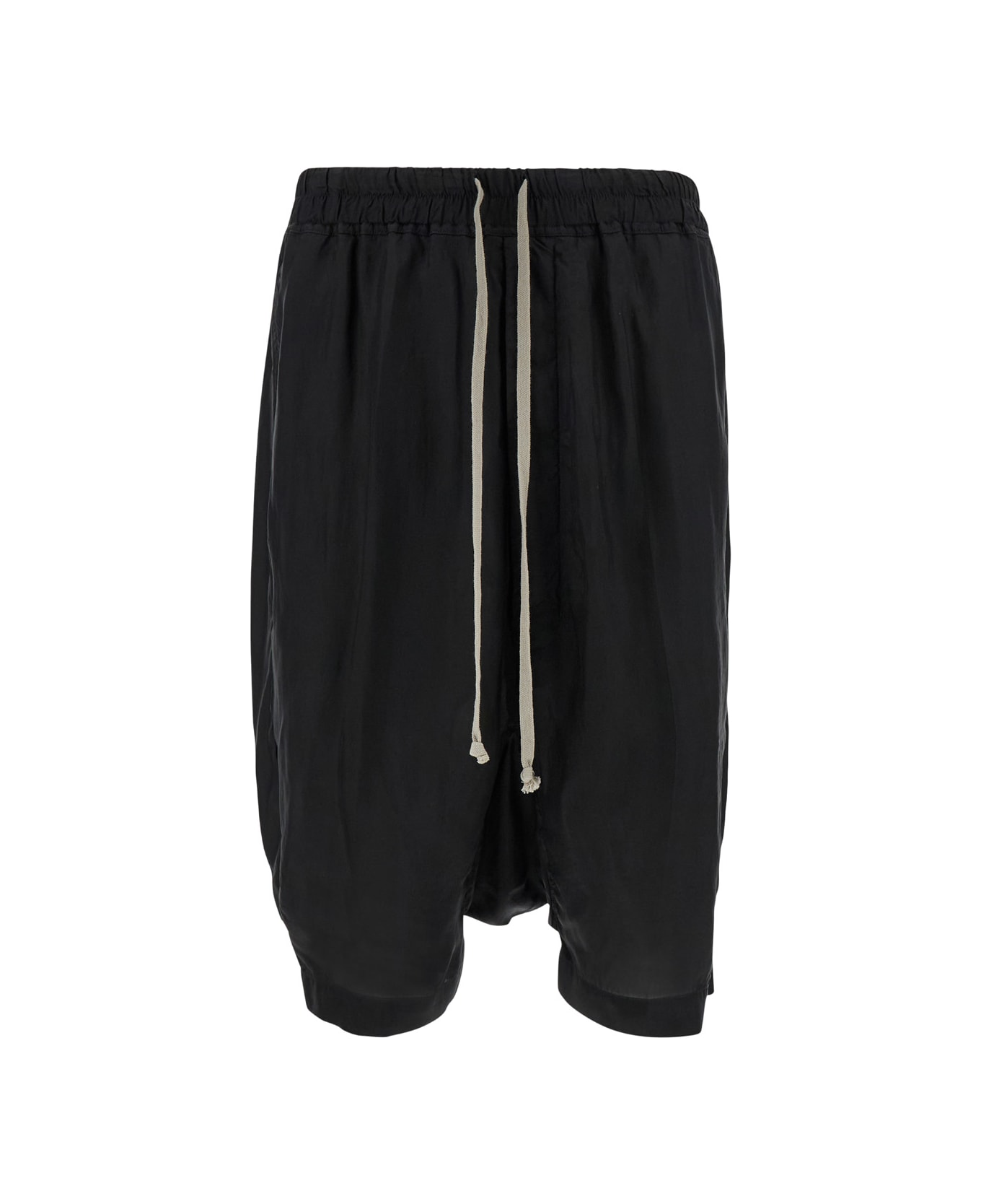 Rick Owens Rick's Pods' Trousers With Black Low Crotch In Rayon Man - Black ショートパンツ