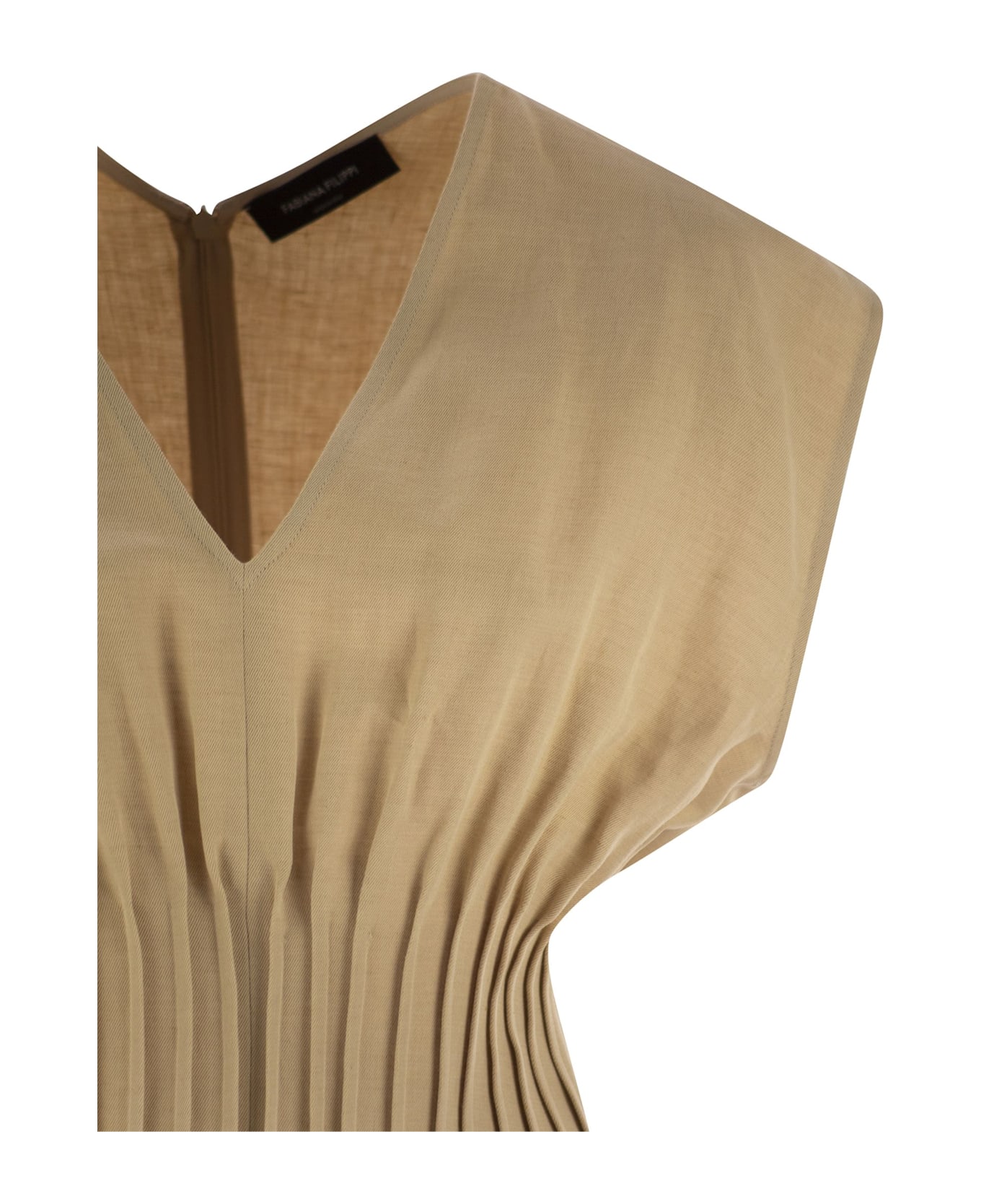 Fabiana Filippi Viscose And Linen Corset Waist Dress - Sand