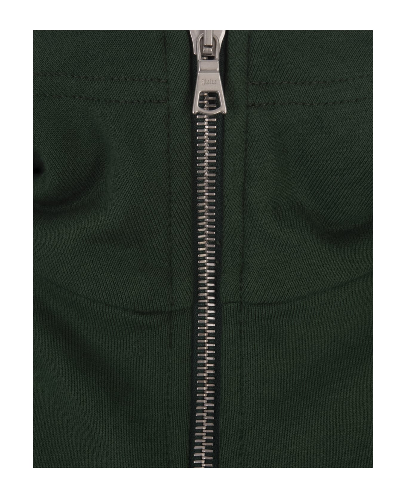 Palm Angels Green Crop Zip-up Hoodie With Logo Band - Green