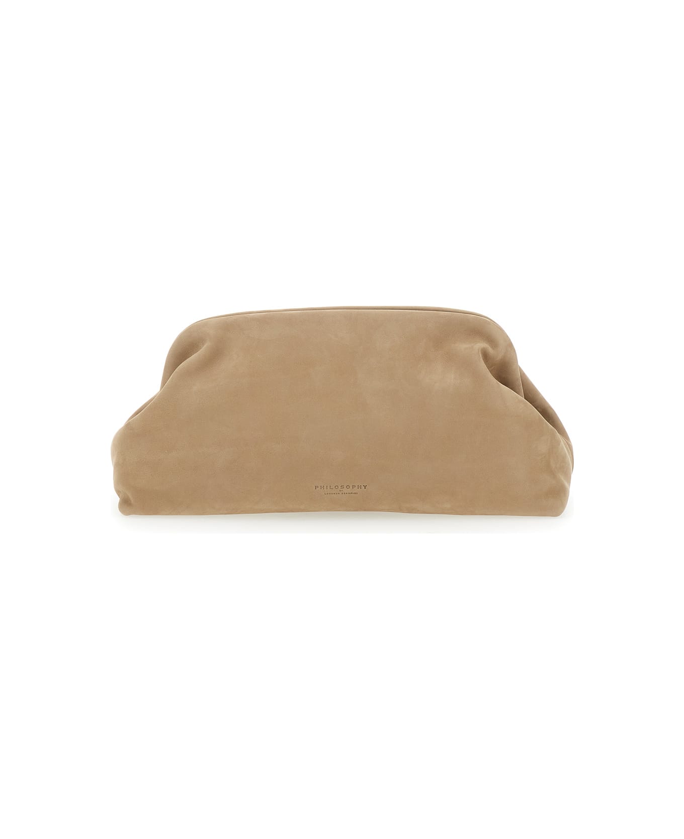 Philosophy di Lorenzo Serafini Beige Shoulder Bag With Logo Lettering On The Front And Removable Shoulder Strap In Leather Woman - Beige