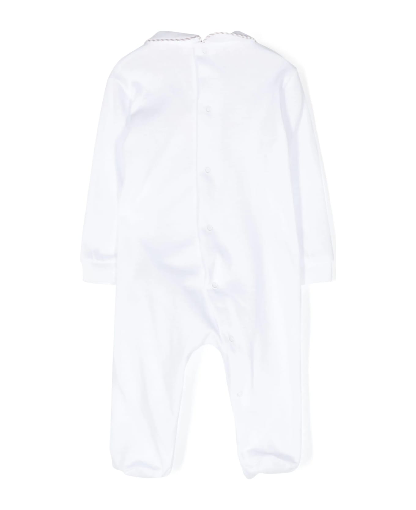 Il Gufo White Playsuit With Feet And Teddy-bear Embellishment - White