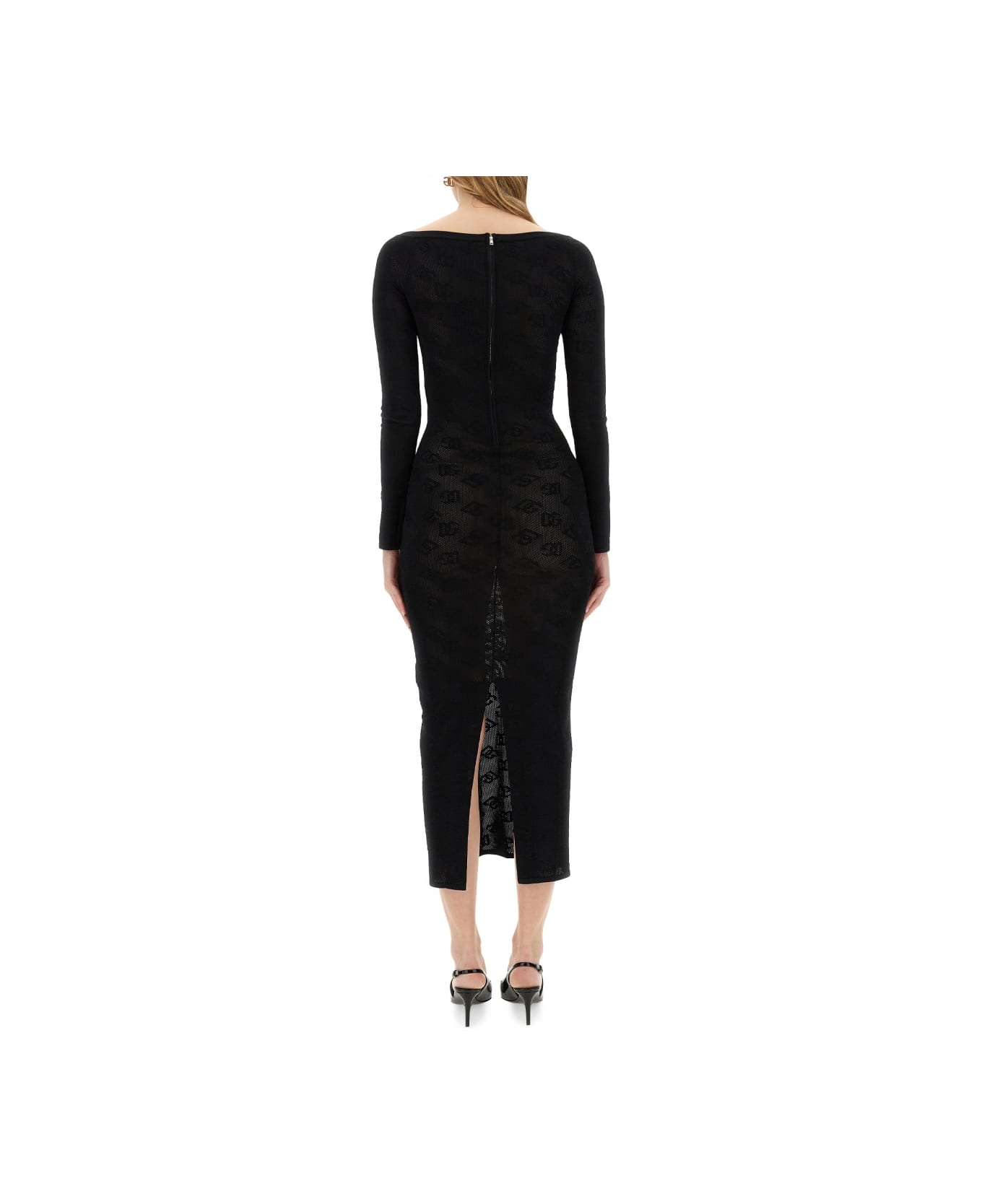 Dolce & Gabbana Jacquard Logo Sheath Dress - BLACK