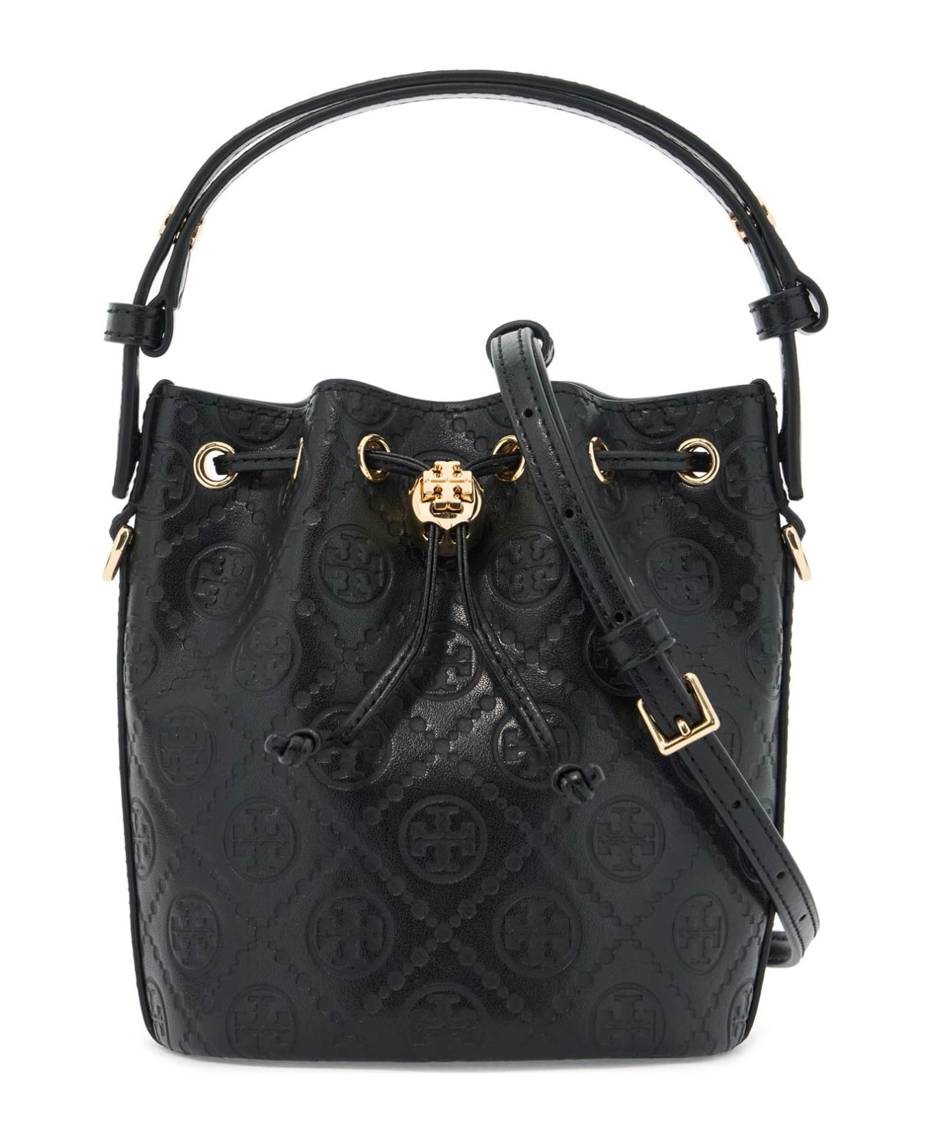 Tory Burch T Monogram Mini Bucket Bag - BLACK (Black)