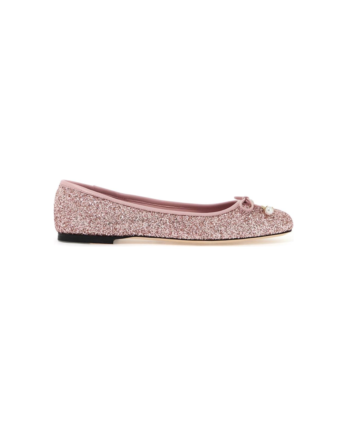 Jimmy Choo Glittery Elm Ballet - ROSE (Pink)