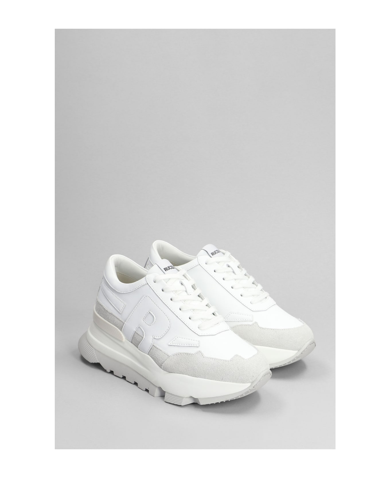 Ruco Line Aki Sneakers In White Suede And Leather - white スニーカー