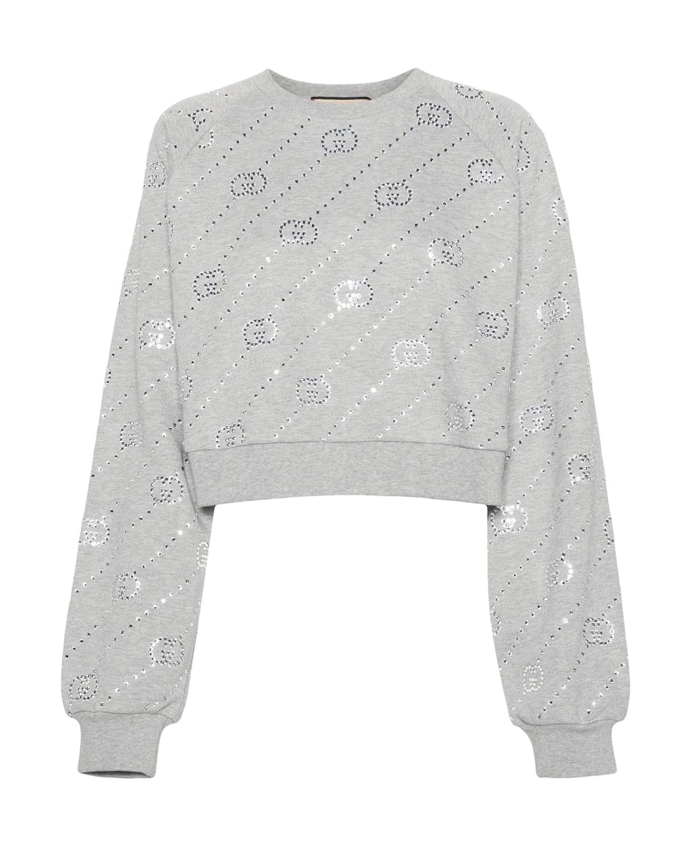 Gucci Gg Crop Sweatshirt - Gray フリース