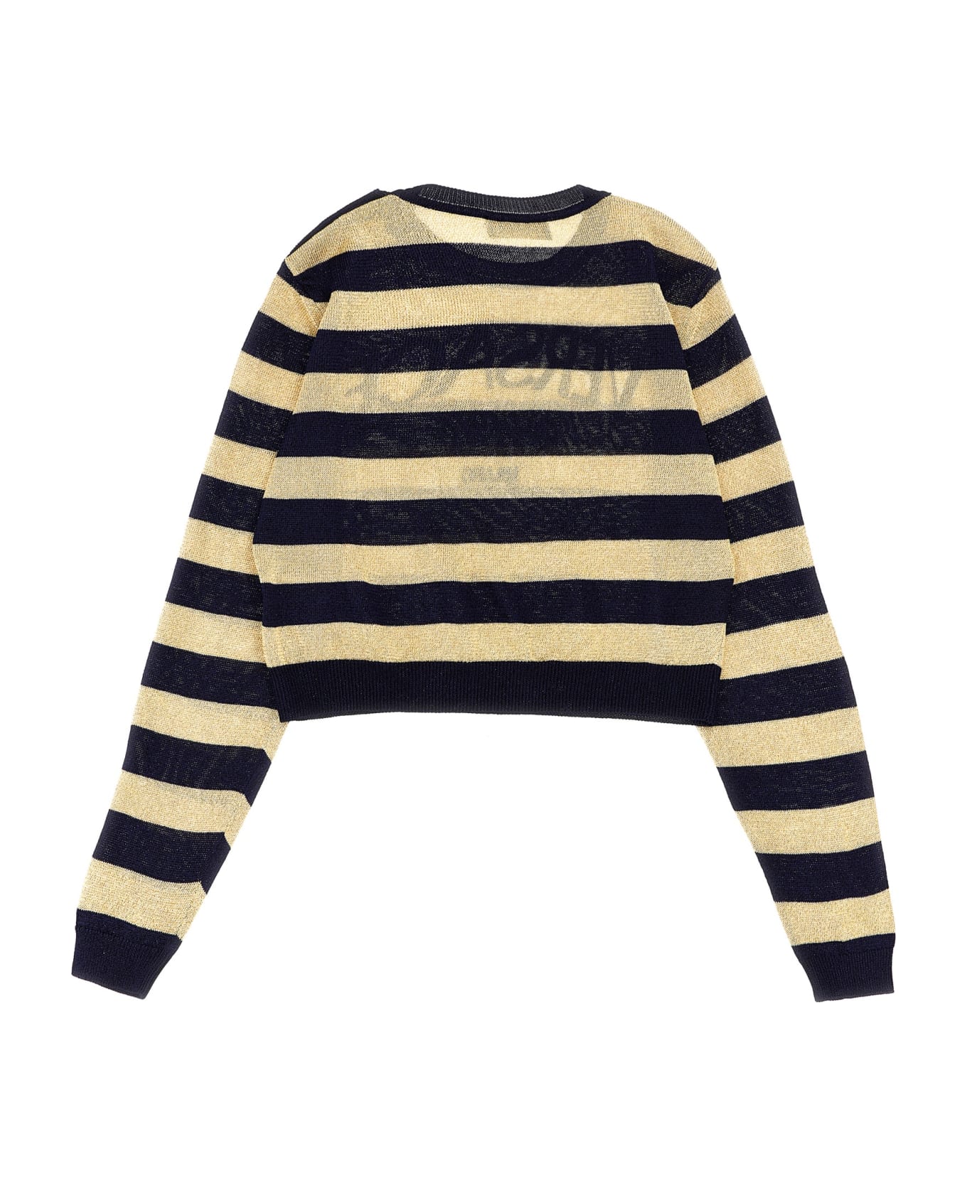 Versace Lurex Striped Sweater With Logo Embroidery - Oro