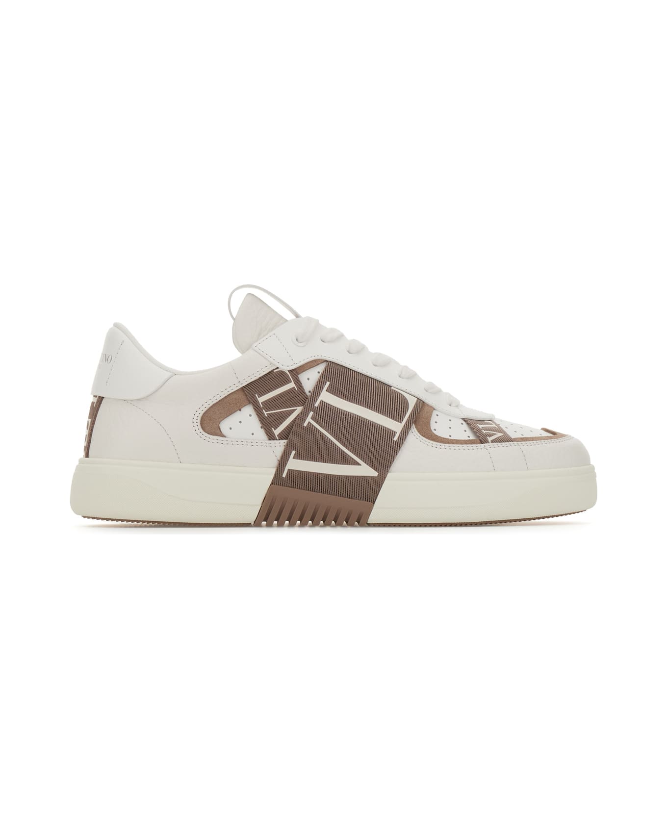 Valentino Garavani Two-tone Leather And Fabric Vl7n Sneakers - White