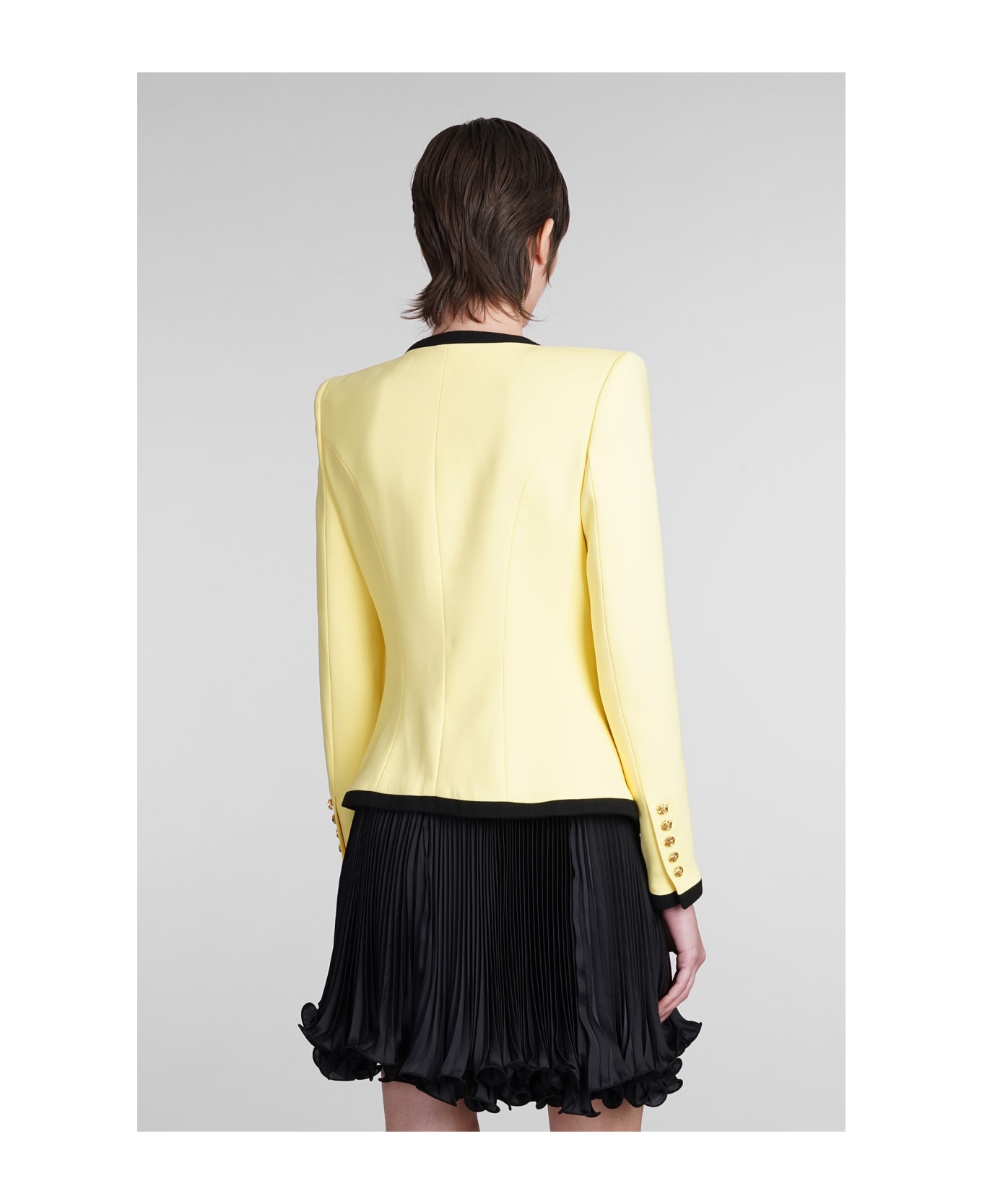 Balmain Blazer In Yellow Viscose - yellow