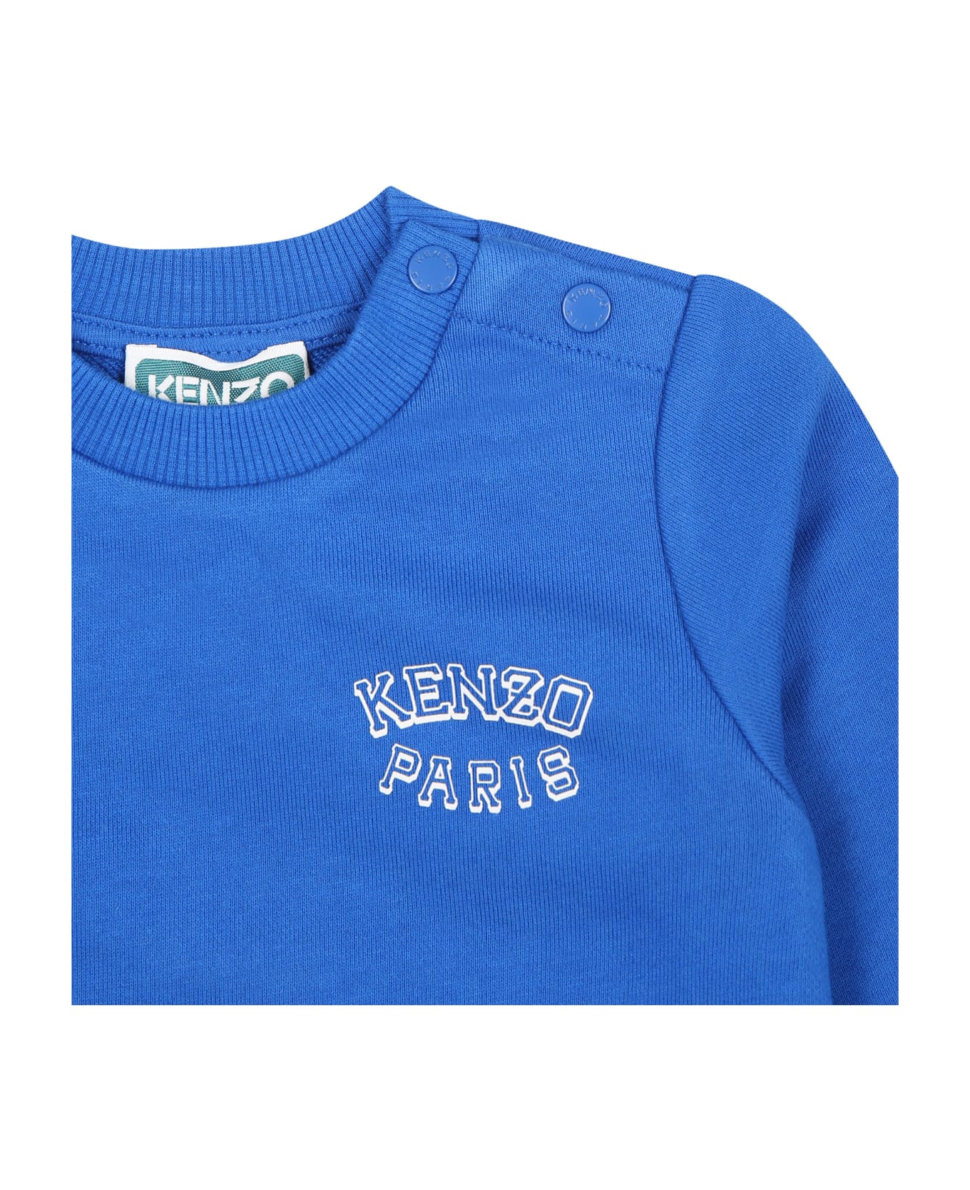 Kenzo Kids Blue Sweatshirt For Baby Boy With Tiger Logo - Light Blue ニットウェア＆スウェットシャツ