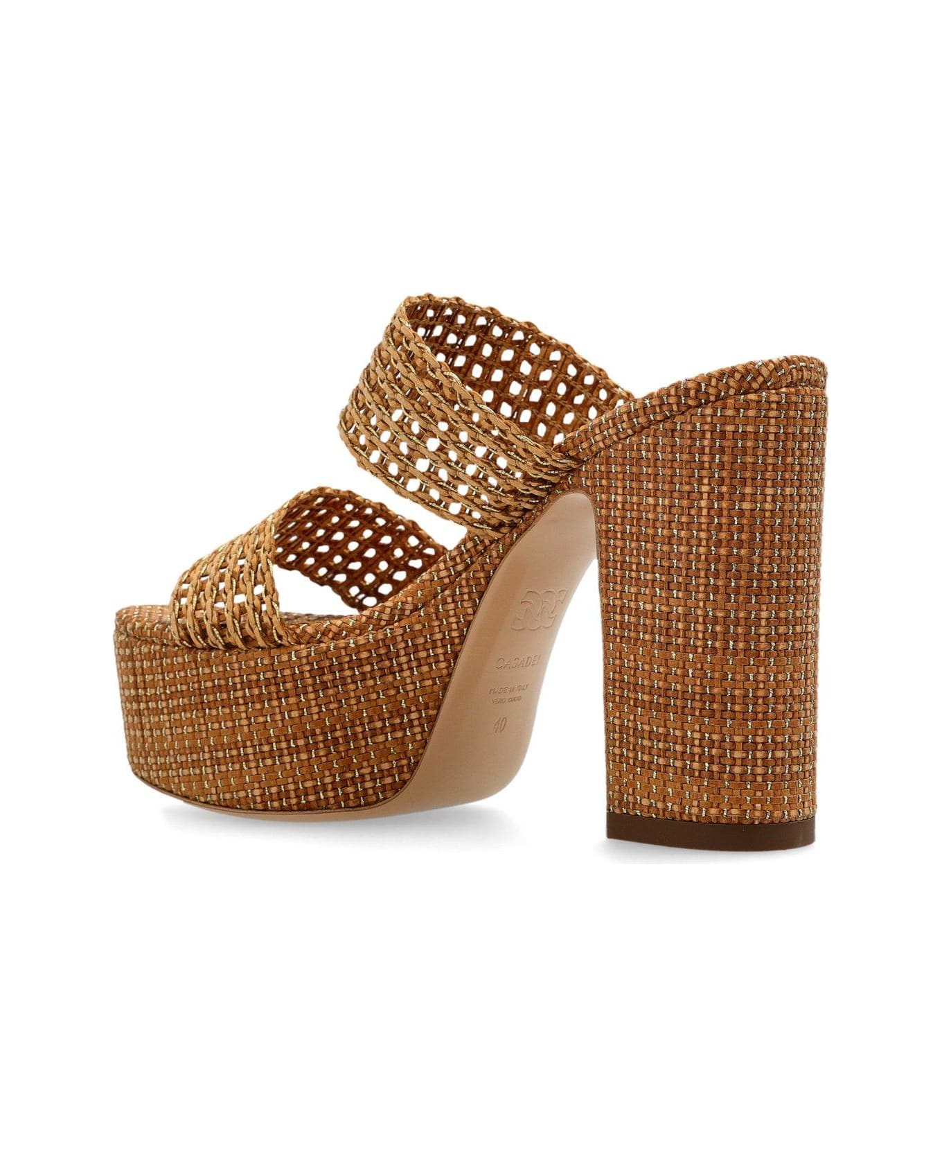 Casadei Goldeneye Isa Platform Sandals - Natur