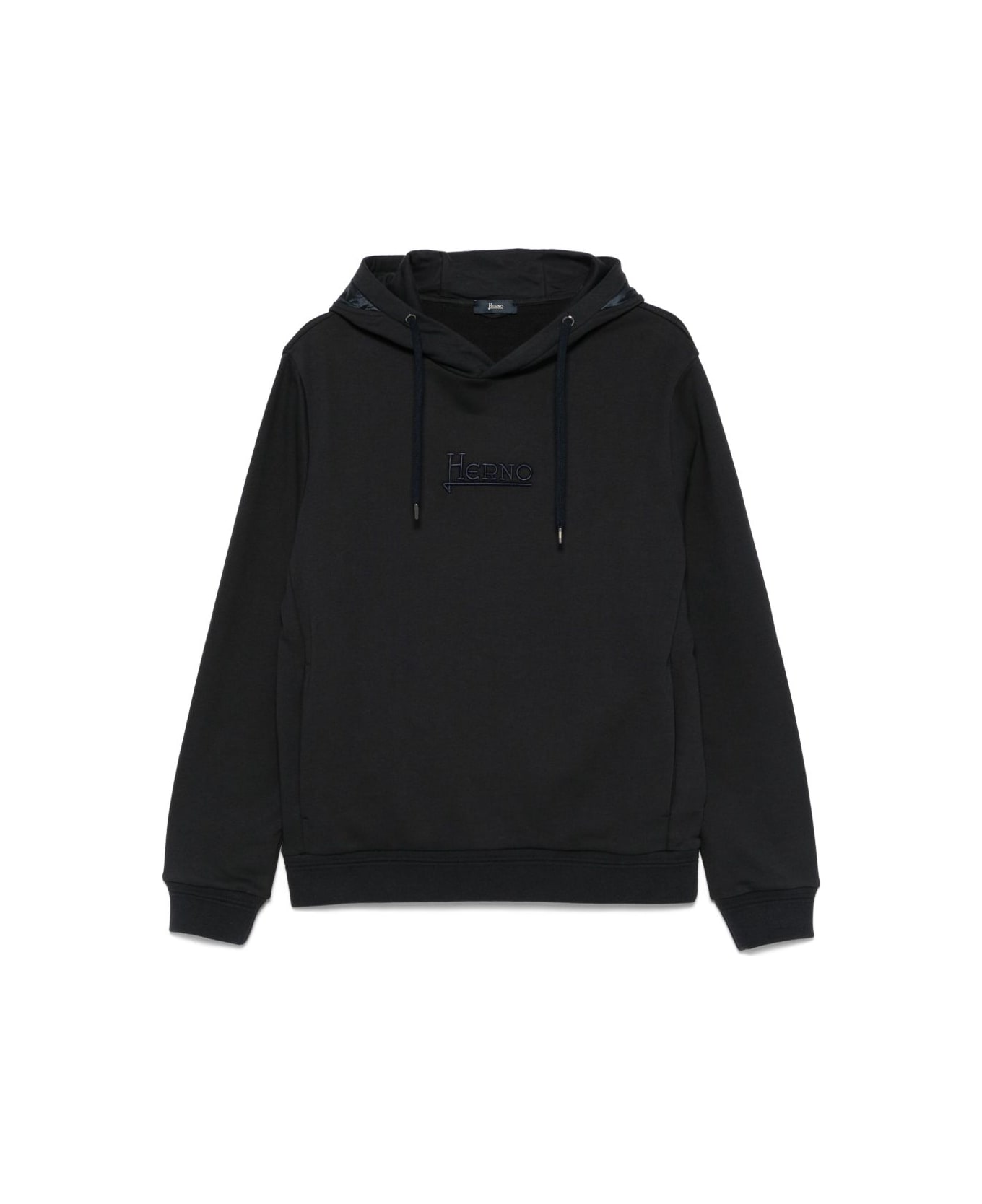 Herno Logo Cotton Hoodie - Blue