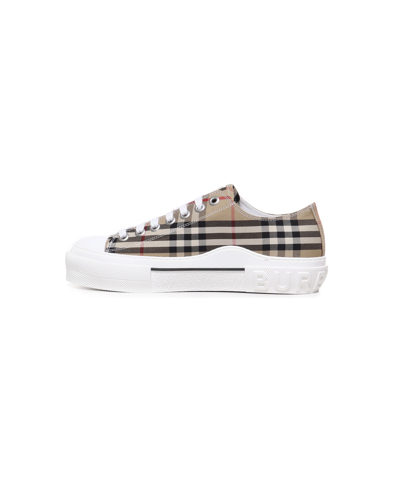 Burberry Cotton Sneaker With Vintage Check Pattern - Beige
