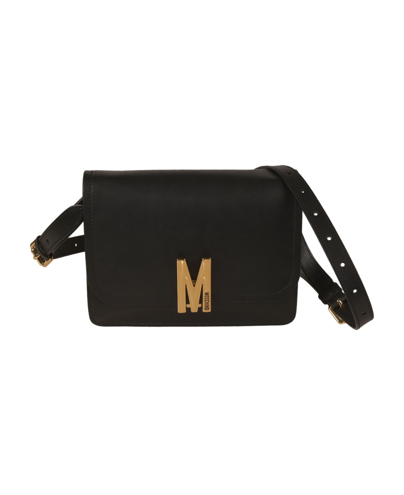 Moschino Logo Front Shoulder Bag - Black