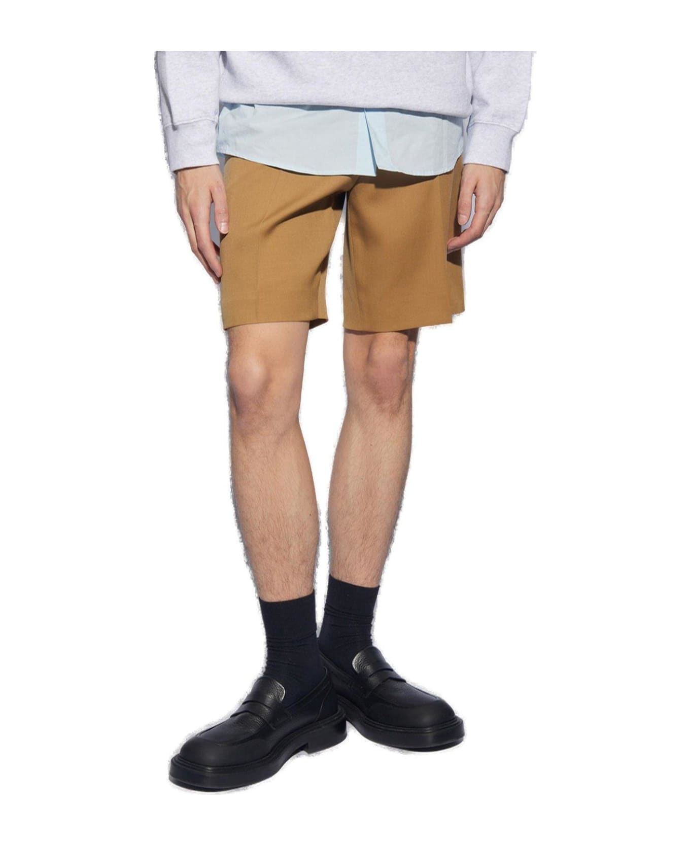 Lanvin Pressed Crease Belted Shorts - Beige ショートパンツ