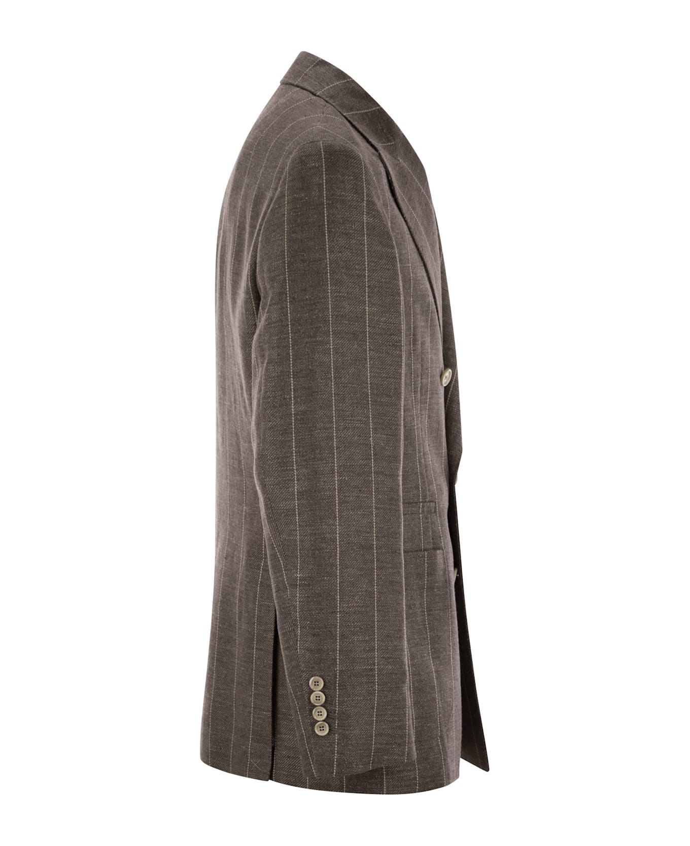 Brunello Cucinelli Deconstructed One-and-a-half-breasted Pinstripe Jacket - Brown