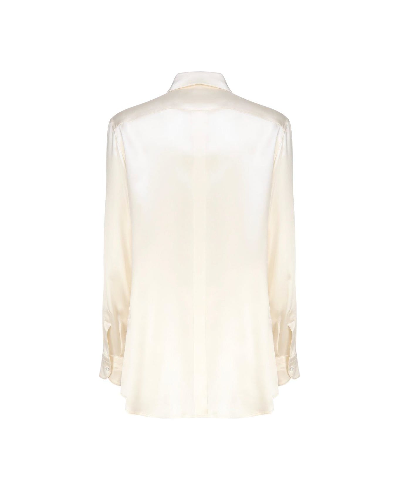 dolce spinki & Gabbana Long-sleeved Satin Shirt - Bianco