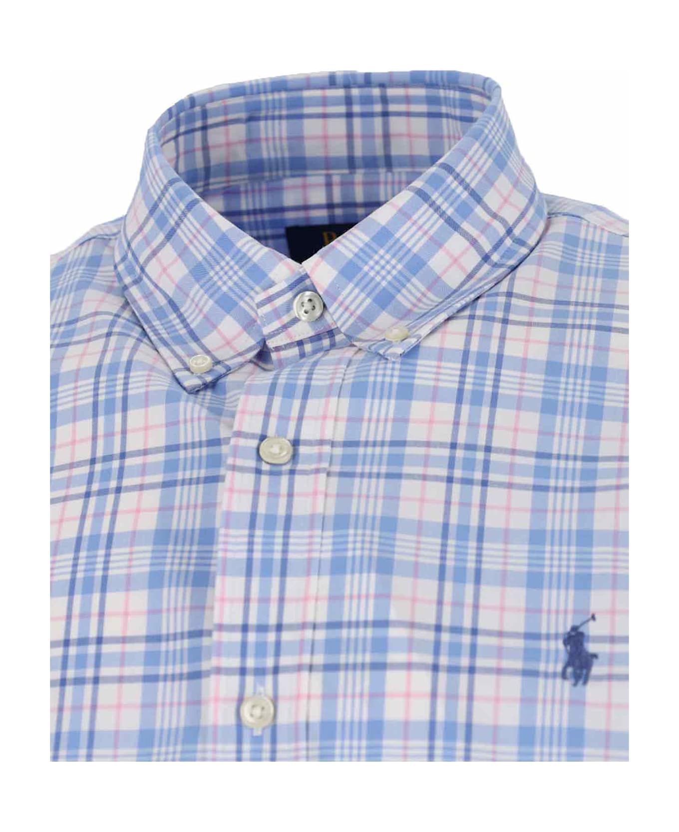 Polo Ralph Lauren Check Logo Shirt - Light Blue