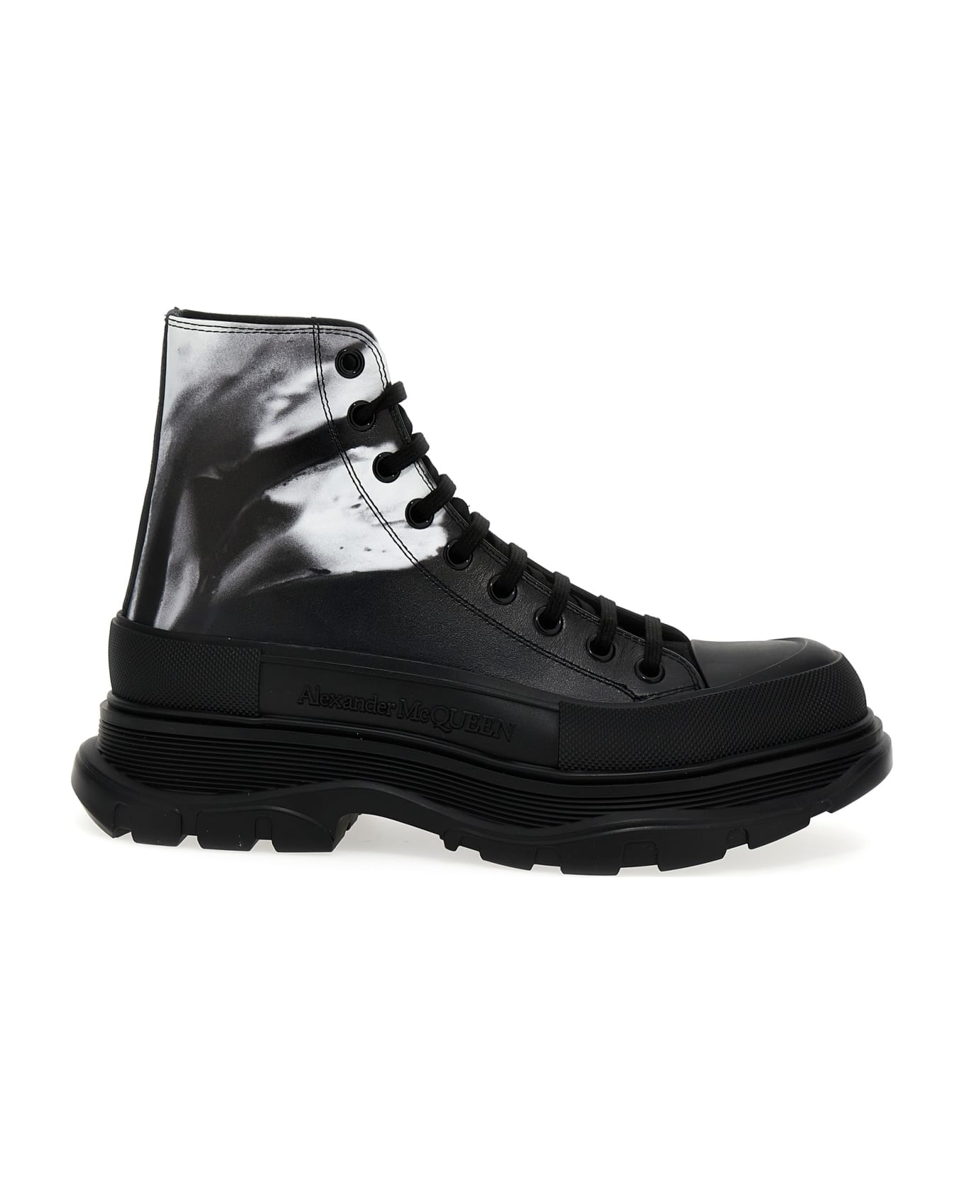 Alexander McQueen Tread Slick Solarised Flower Boots - Black