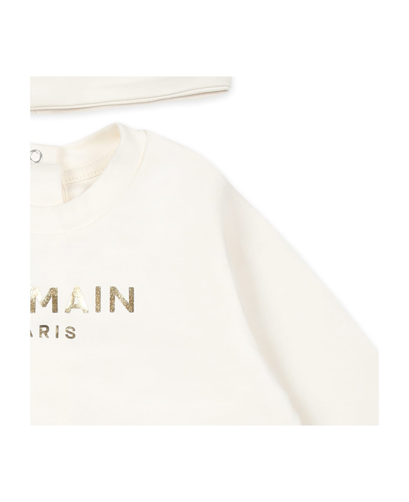 Balmain Ivory Babygrow Set For Babykids With Logo - Ivory