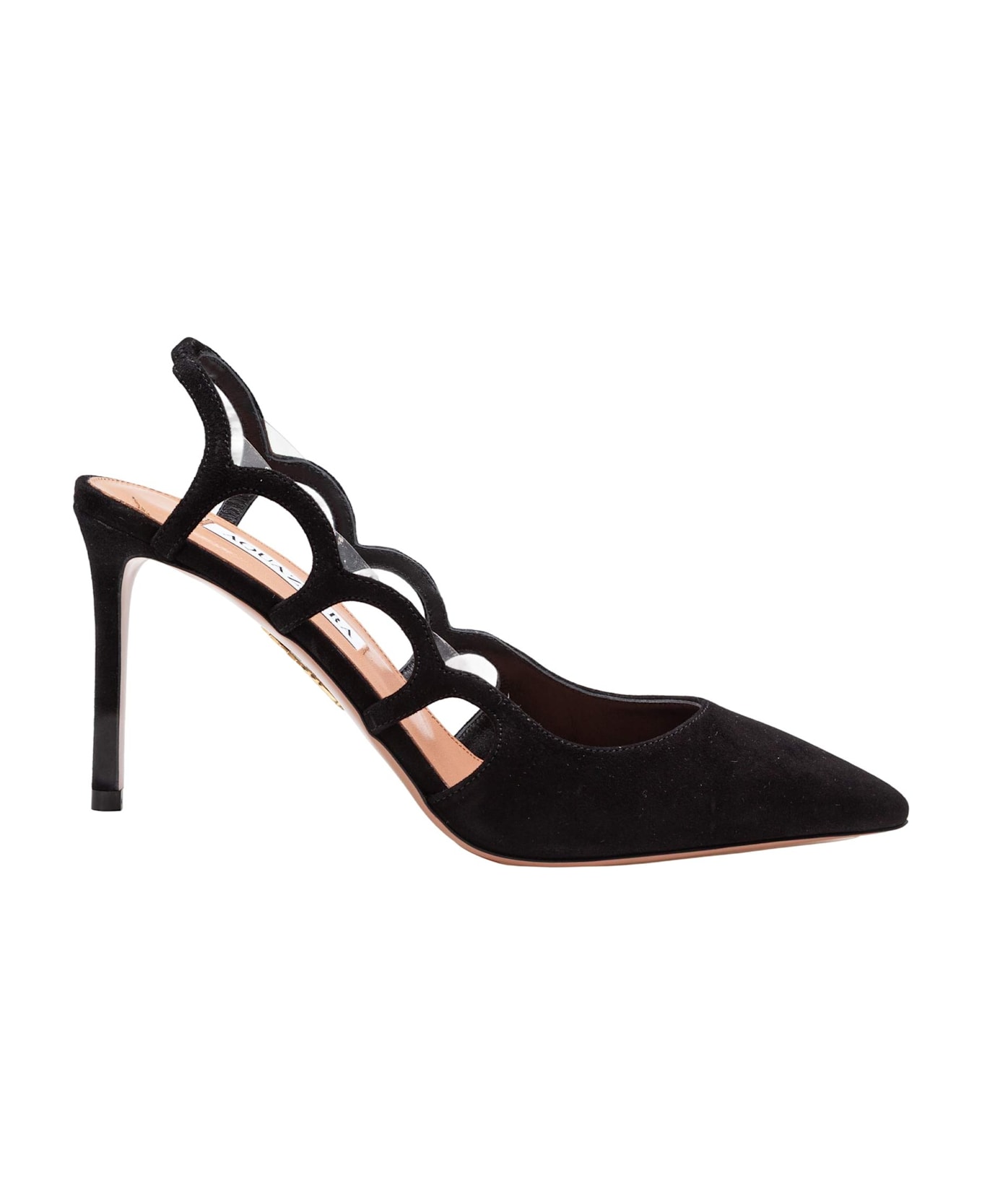 Aquazzura Decollete' Bootie Pump 85 In Suede Color Black - Black