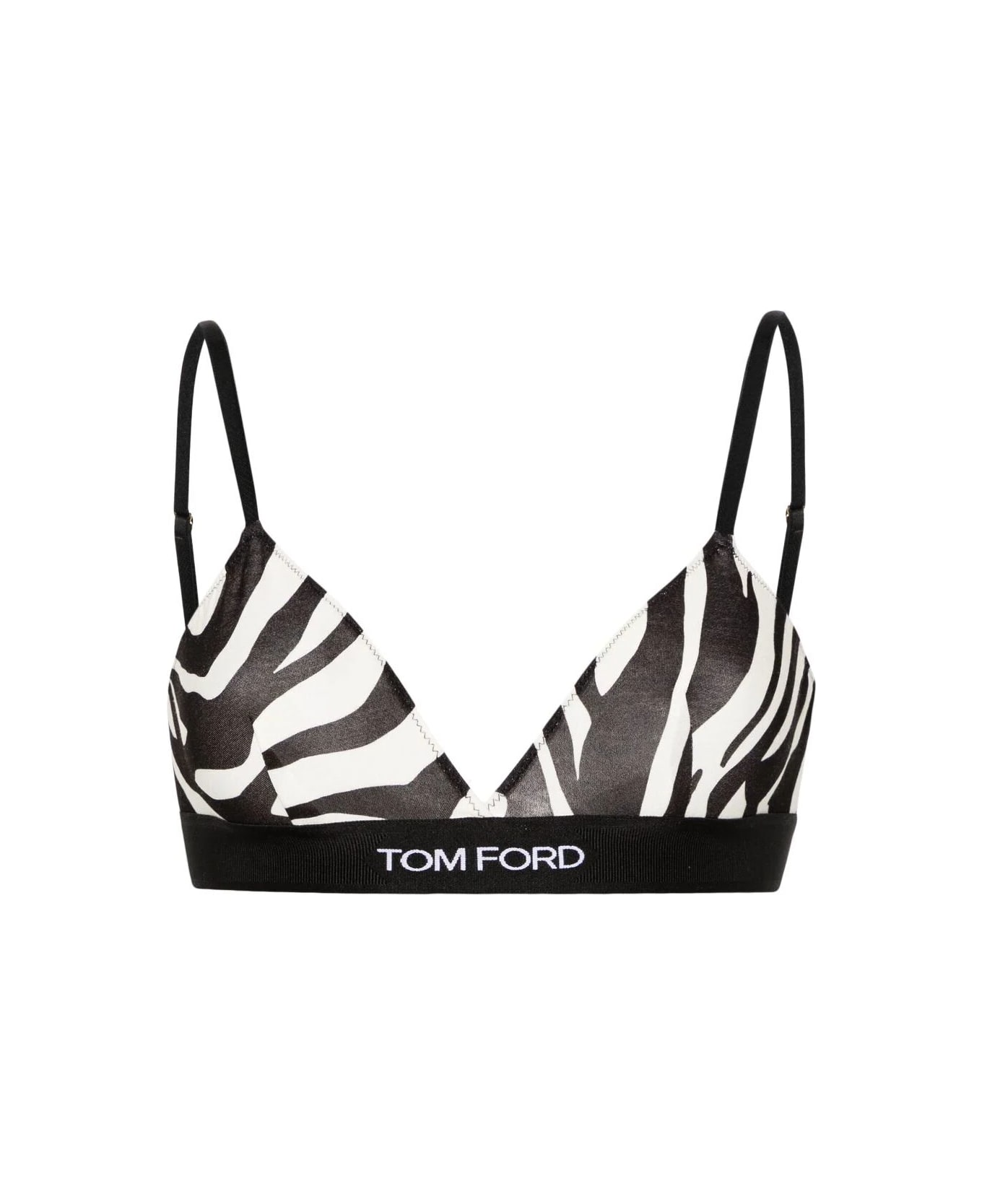 Tom Ford Optical Zebra Printed Modal Signature Bra - Xecbl Ecru Black ブラジャー