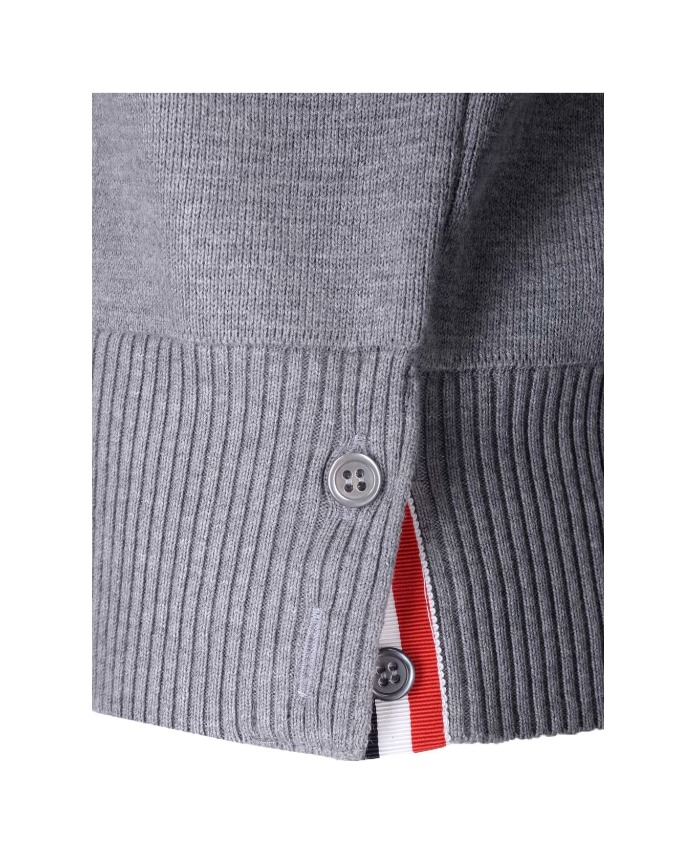 Thom Browne Gray Crewneck Pullover With Stripes - Light grey
