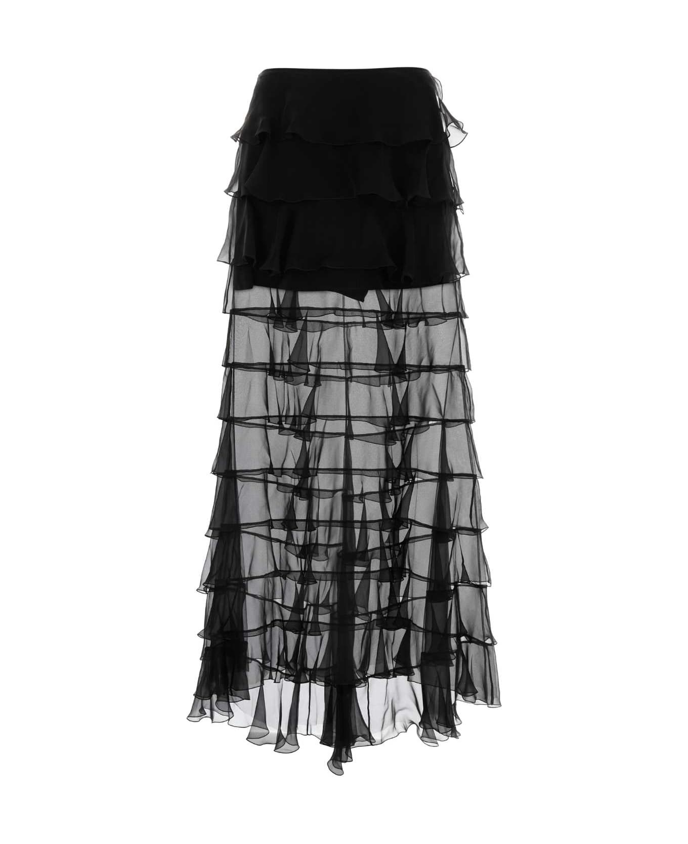 Valentino Garavani Black Chiffon Skirt - NERO