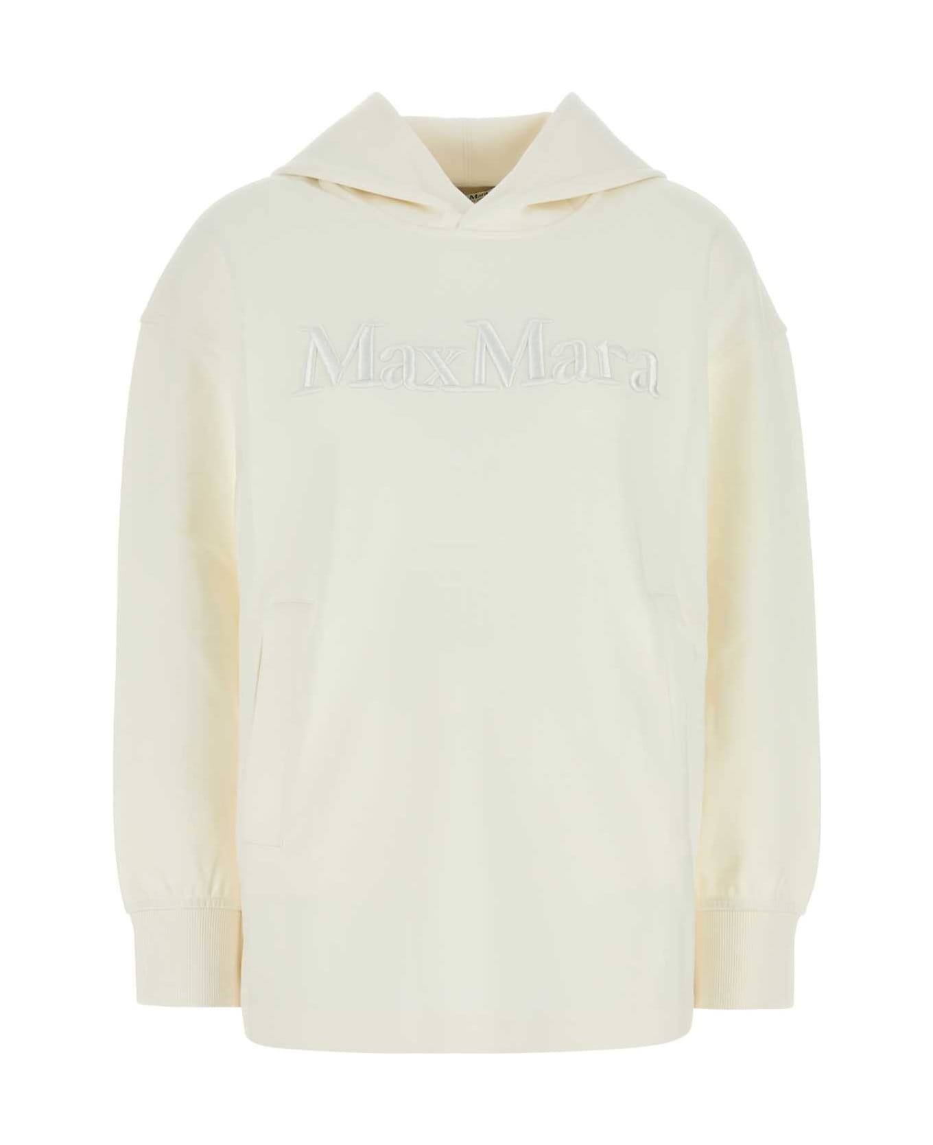 
S Max Mara White Cotton Blend Oversize Visiera Sweatshirt - BIANCO