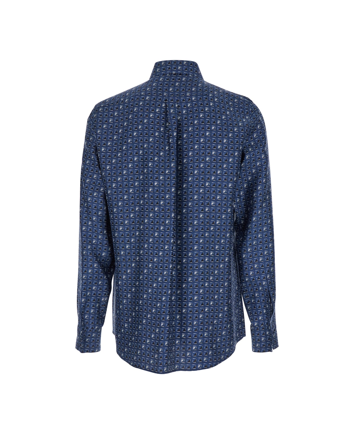 Dolce & Gabbana Blue Shirt With All-over Print In Silk Man - Blu