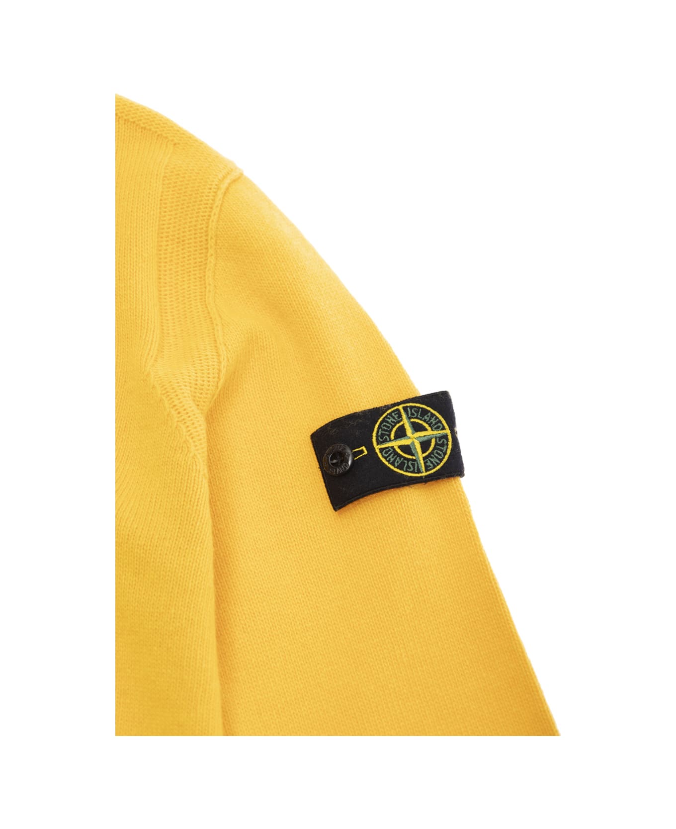 Stone Island Junior Yellow Sweater With Logo Patch In Wool And Viscose Blend Boy - Yellow
