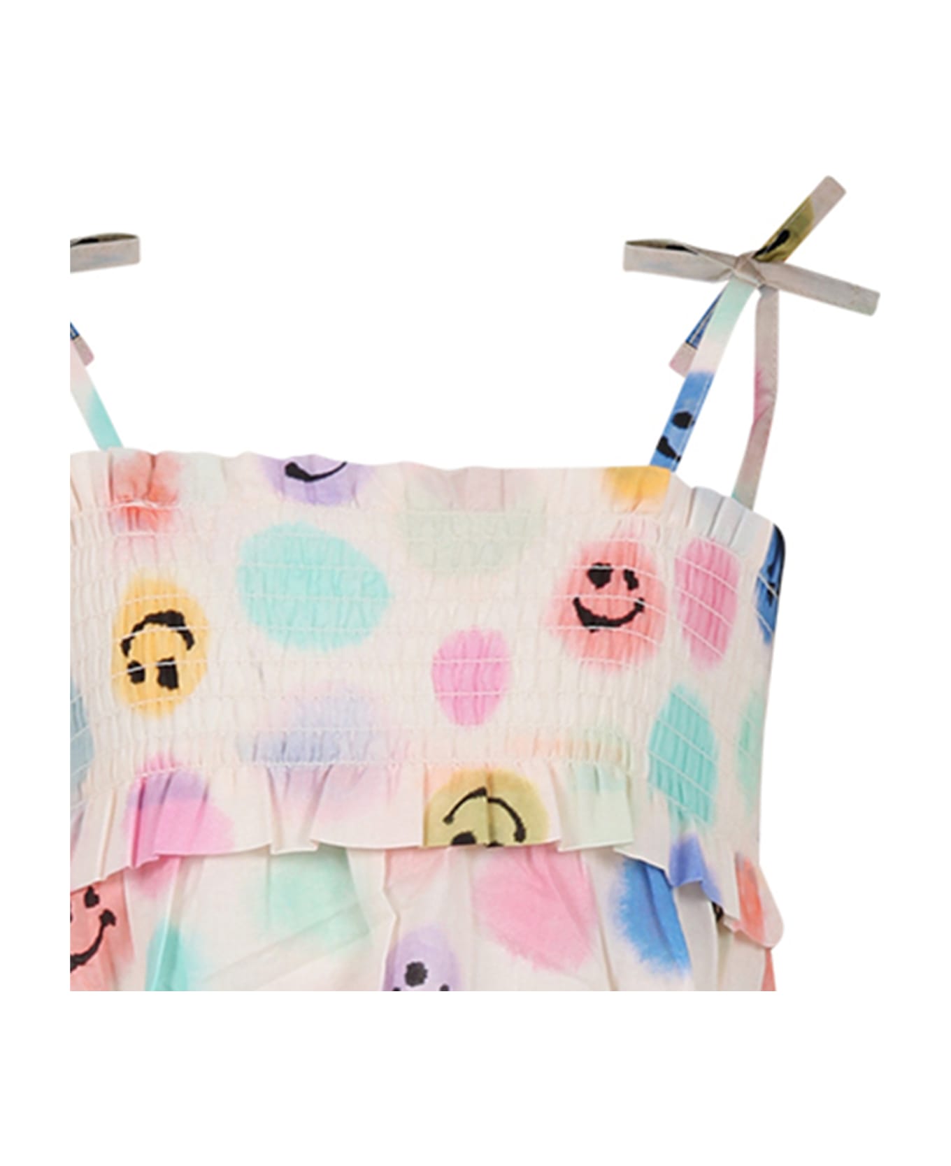 Molo Ivory Beach Cover-up For Girl With Smiley And Polka Dots - Multicolor