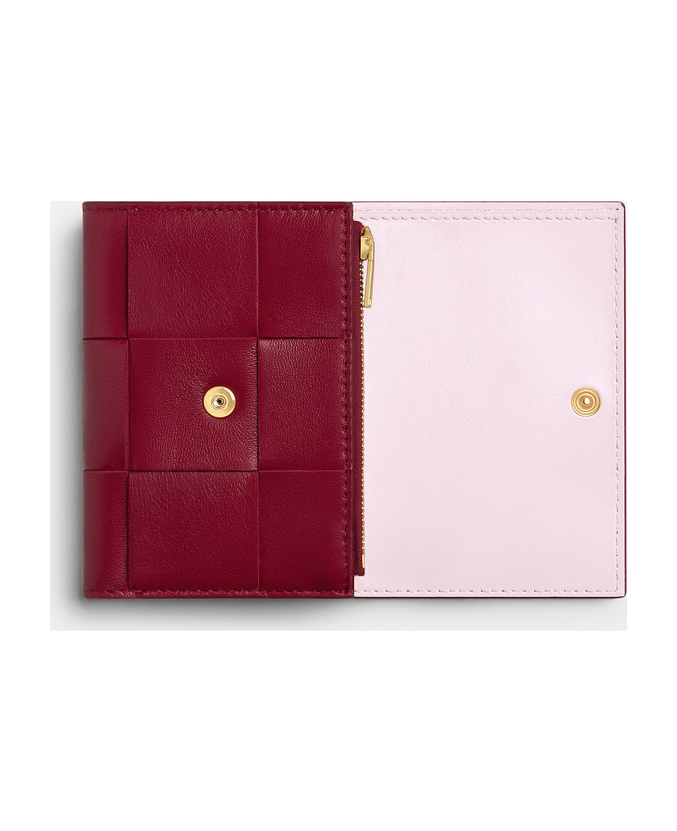 Bottega Veneta Bicolor Tri-fold Leather Wallet - Red