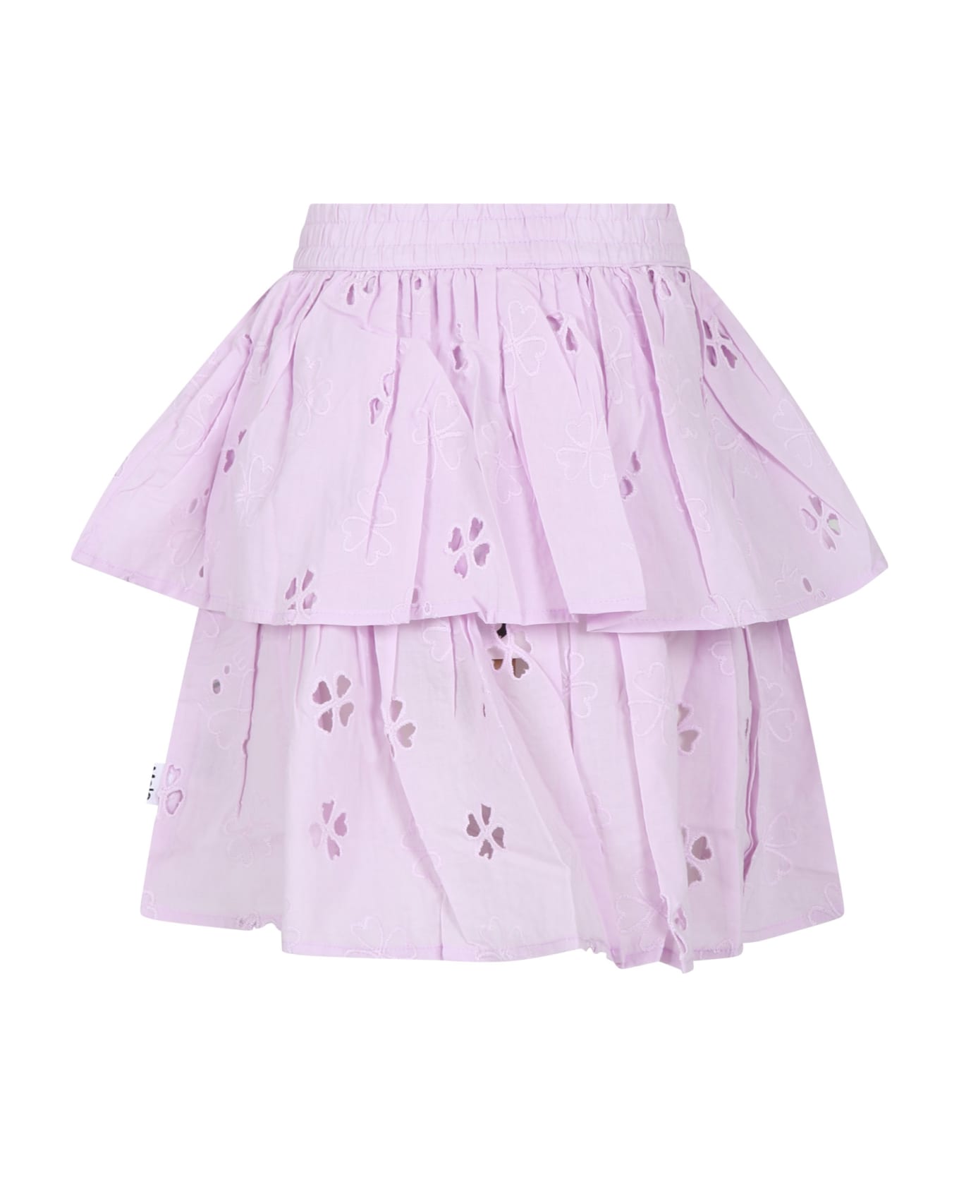 Molo Pink Casual Skirt For Girl With Macramé Lace - Pink