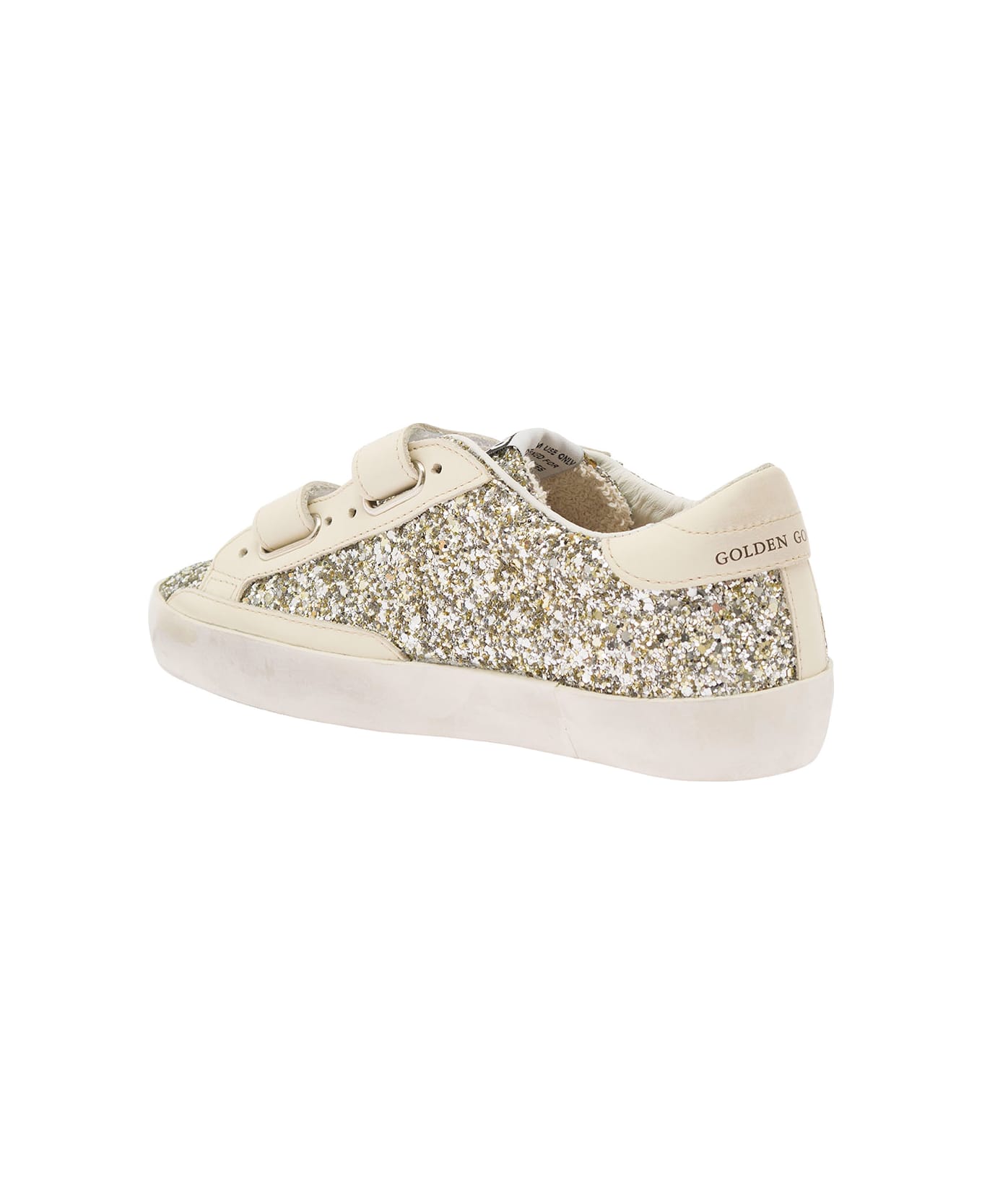 Golden Goose White Low Top Sneakers With All-over Glitters In Tech Fabric Girl - Grey