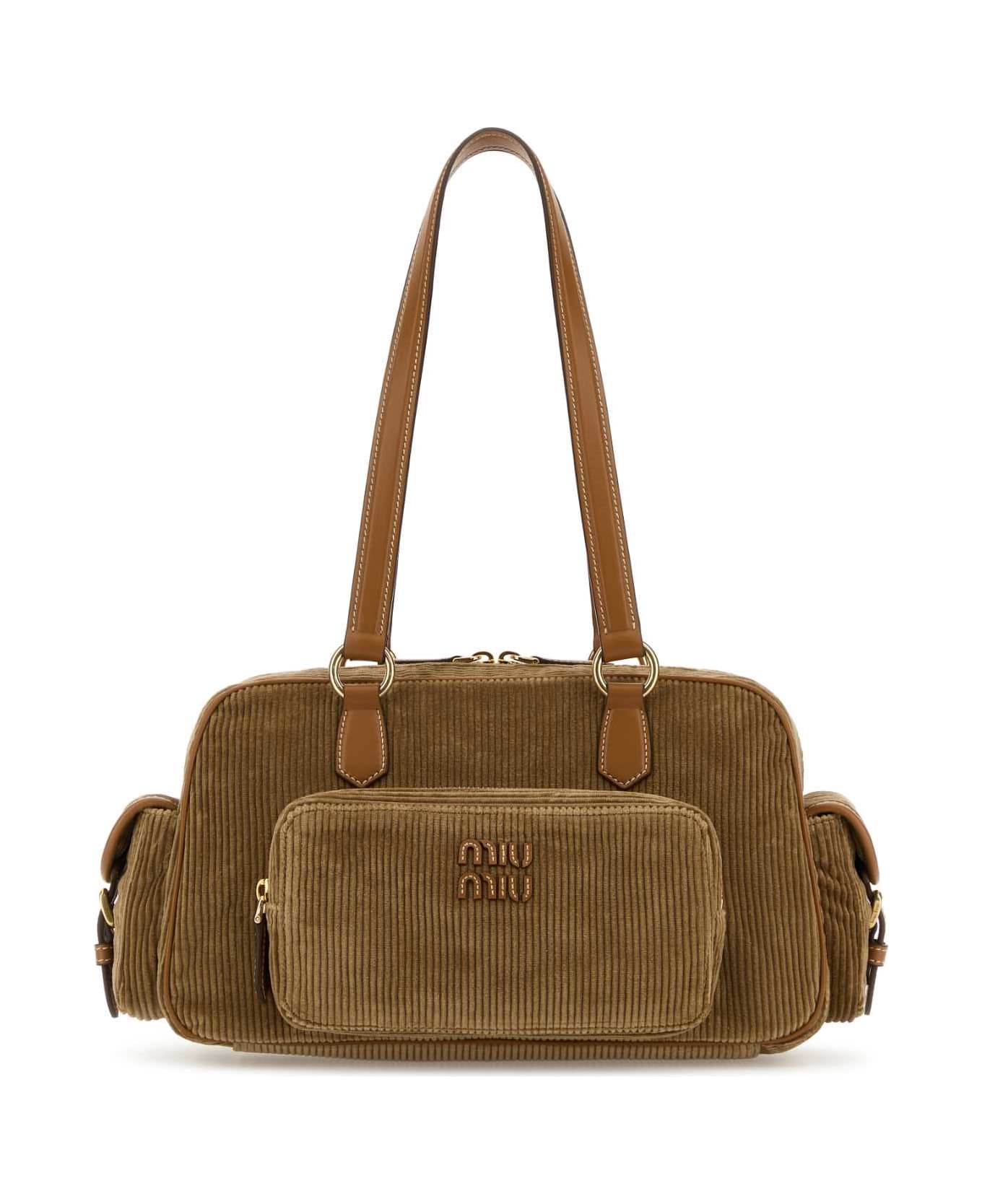 Miu Miu Beige Corduroy Shoulder Bag - CANNELLA