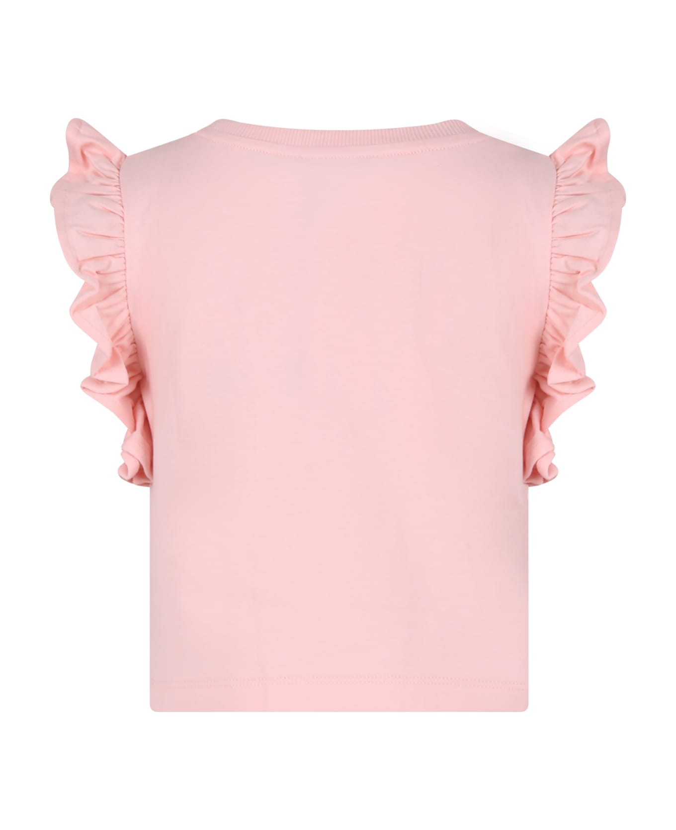 Moschino Pink T-shirt For Girl With Teddy Bear And Flamingo - Pink Tシャツ＆ポロシャツ