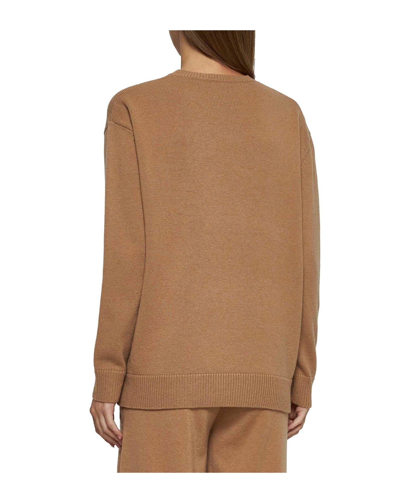 Max Mara Plata Logo Embellished Crewneck Jumper - Brown