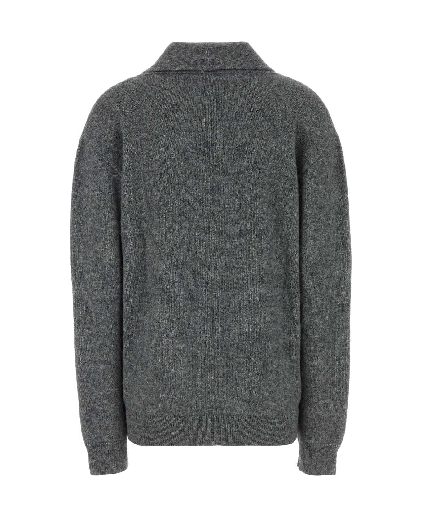The Row Grey Silk Blend Irona Cardigan - STONEMELANGE