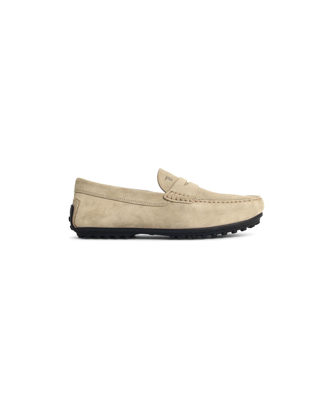 Tod's 'city Gommino' Beige Suede Loafers - Beige