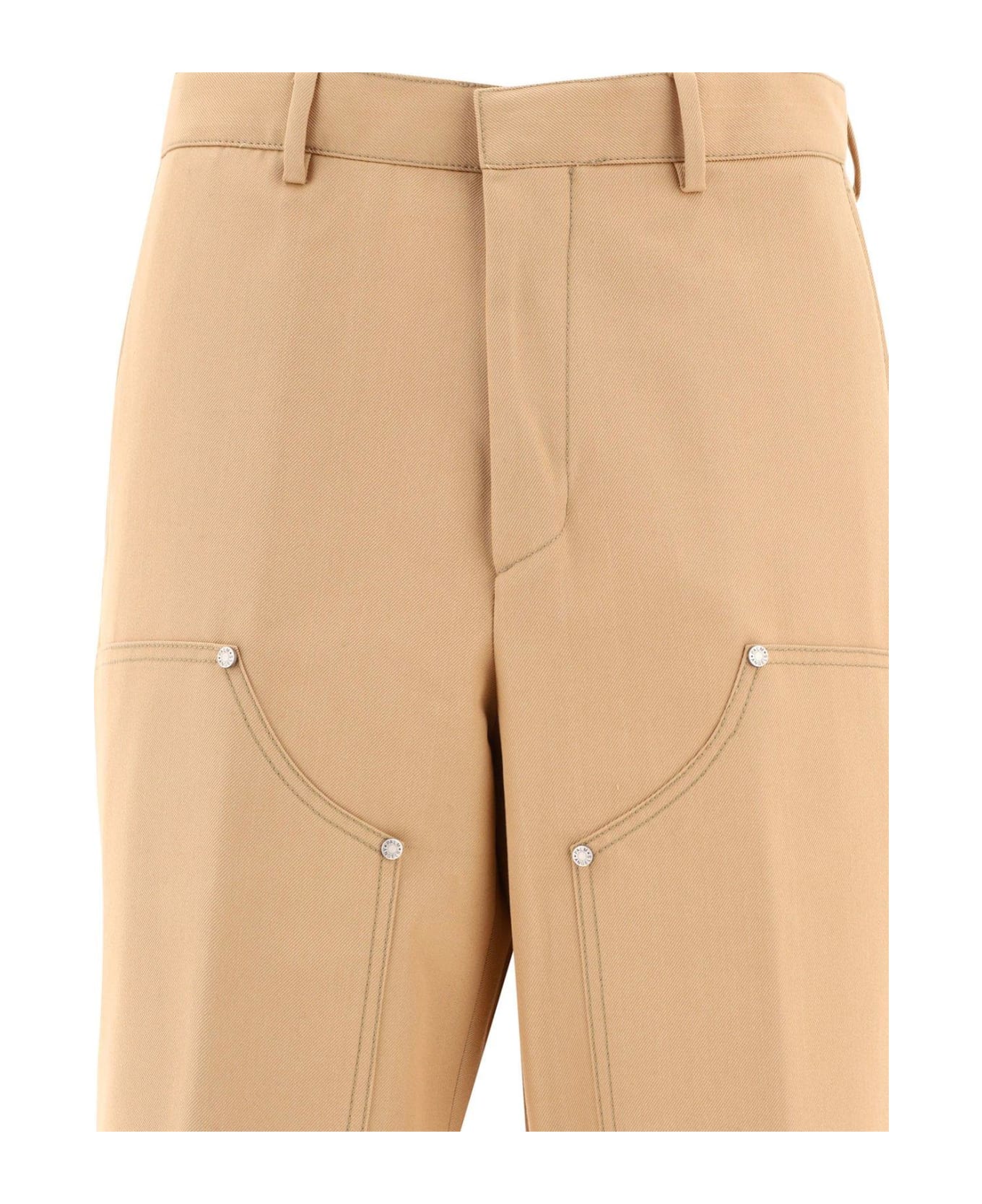 Palm Angels Pa Embroidered Workwear Trousers - Beige ボトムス
