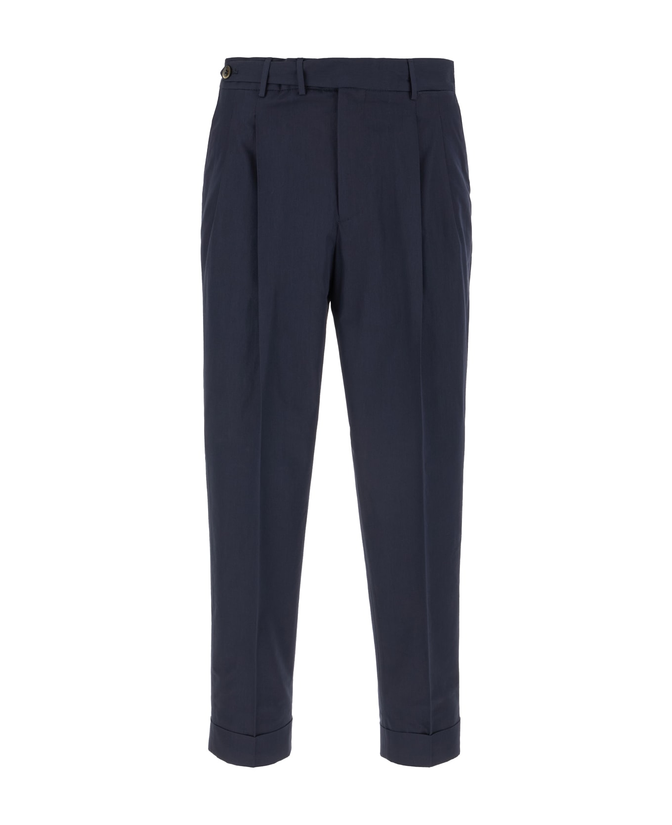 PT Torino Navy Blue Stretch Cotton Pants - NAVY