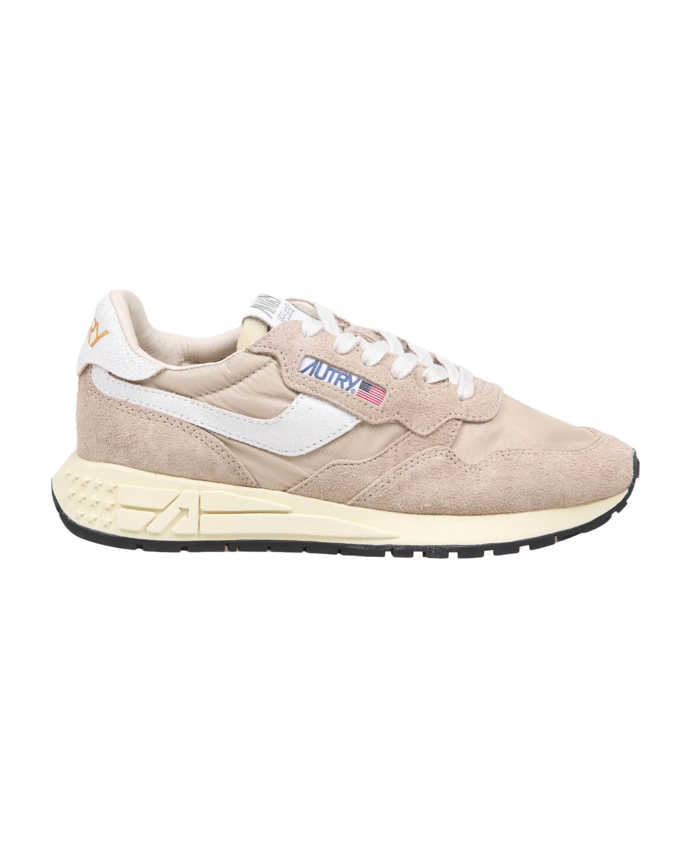 Autry Reelwind Low Sneakers In Suede And Nylon Color Beige - Beige/White