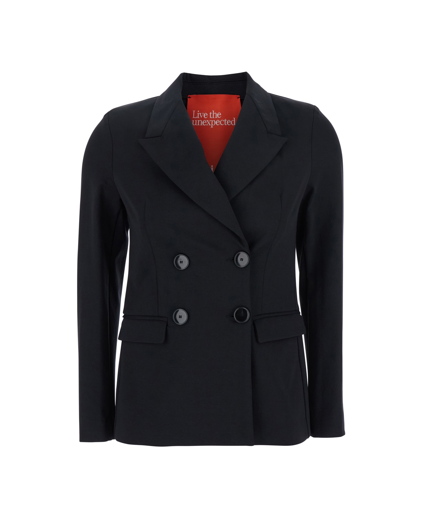 Merci Black Double-breasted Jacket With Peak Revers In Fabric Woman - Black