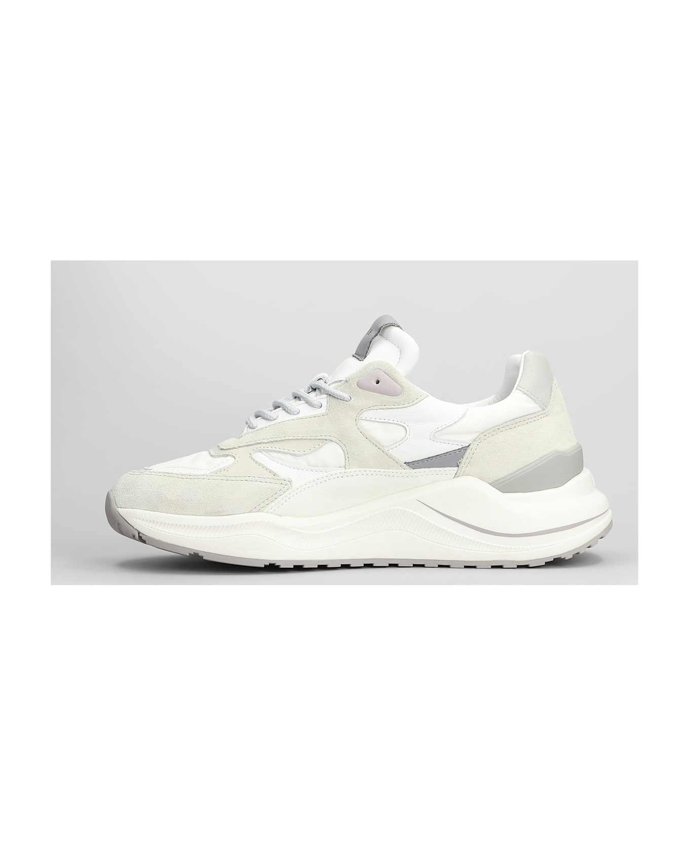 D.A.T.E. Fuga Sneakers In White Suede And Fabric - white