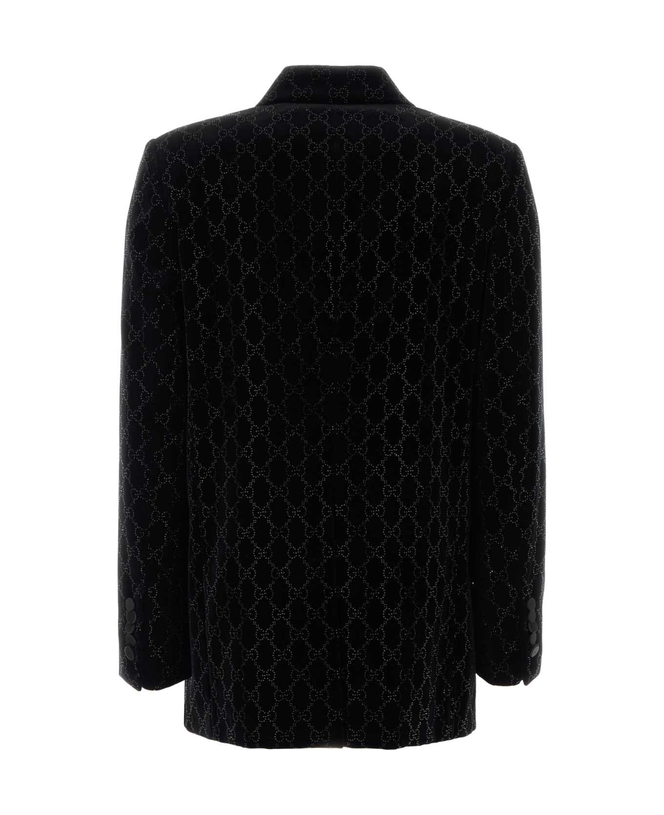 Gucci Black Stretch Velvet Blazer - Black