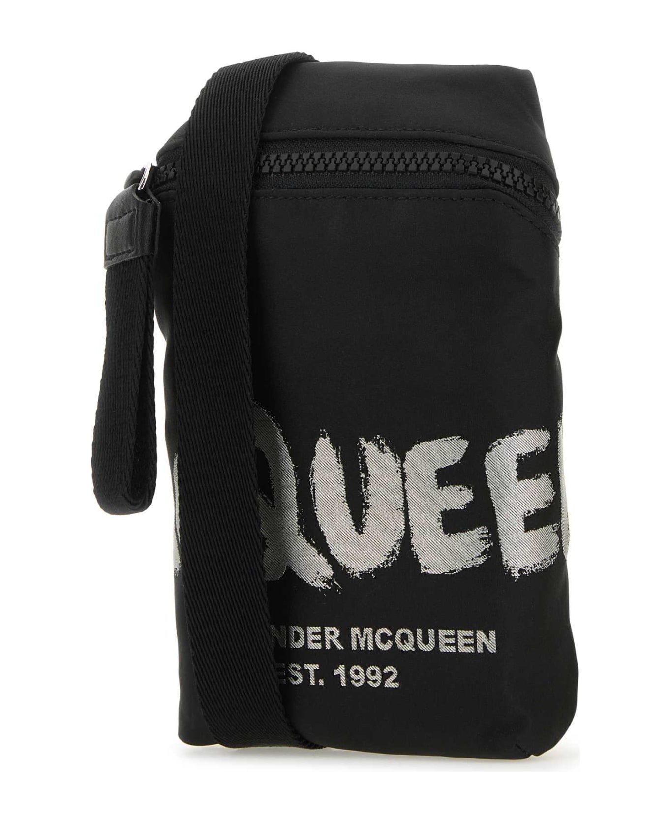 Alexander McQueen Black Fabric Mcqueen Graffiti Crossbody Bag - BLACKOFFWHITE ショルダーバッグ